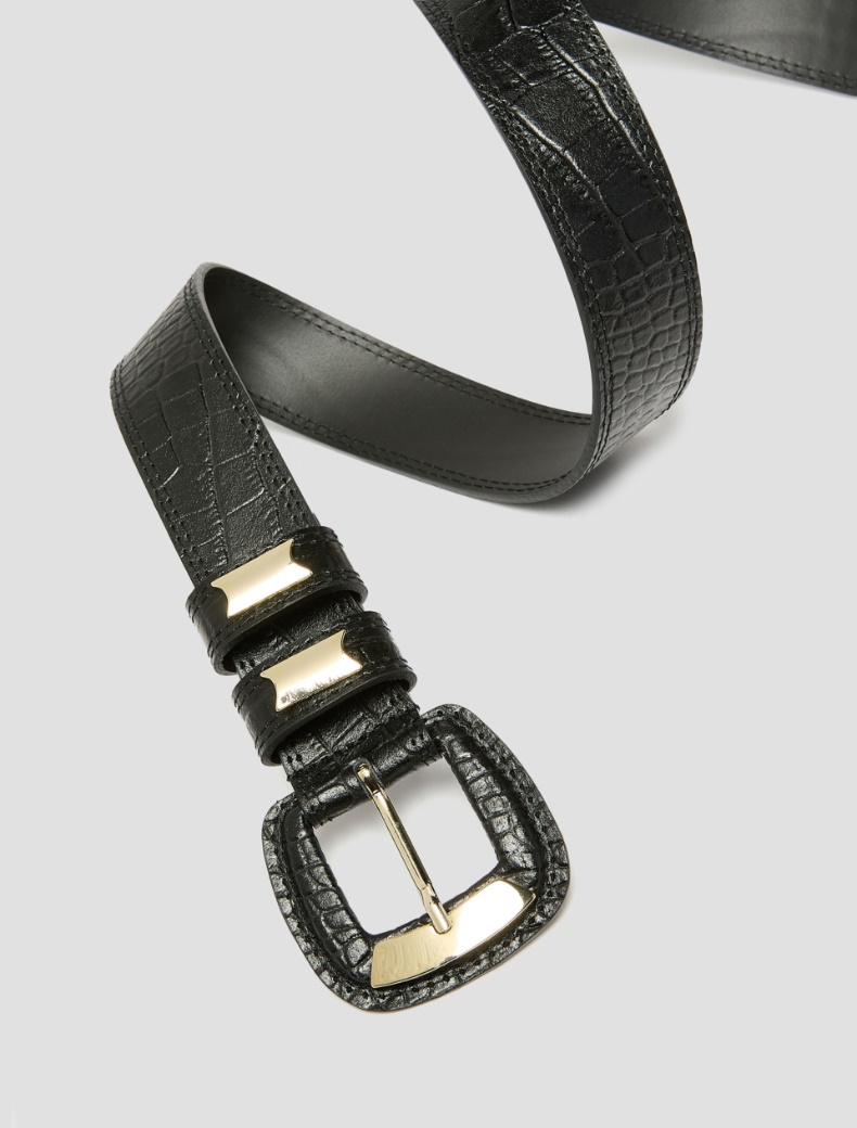 Croc-effect leather belt - Pennyblack - 2