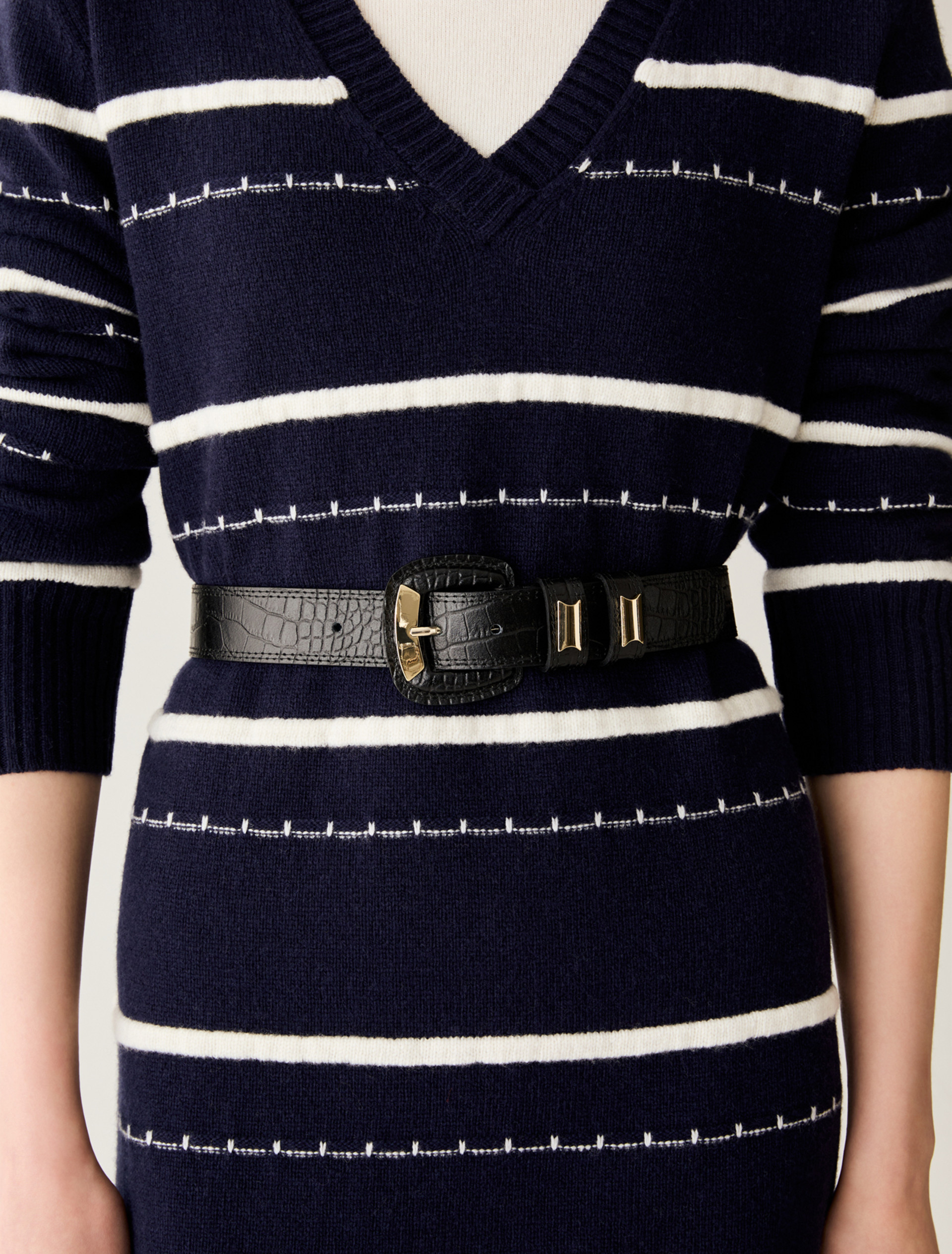 Croc-effect leather belt - BLACK - Pennyblack - 3