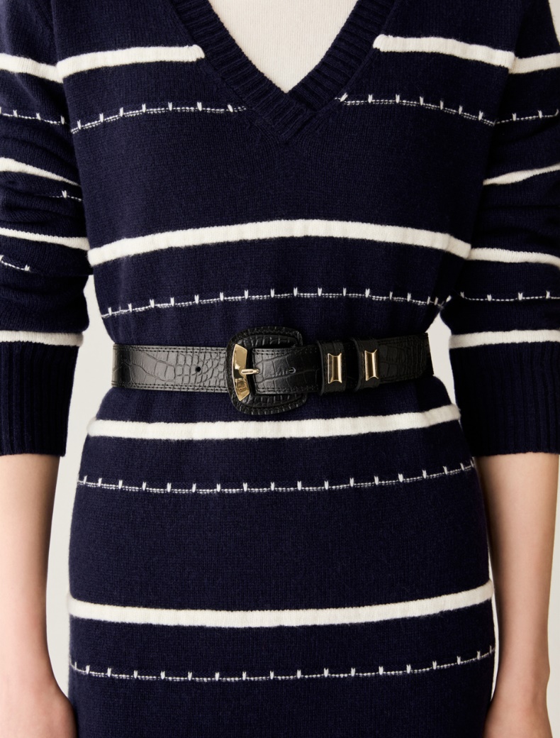 Croc-effect leather belt - Pennyblack - 3