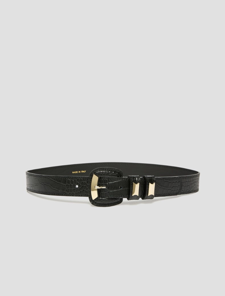 Croc-effect leather belt - Pennyblack