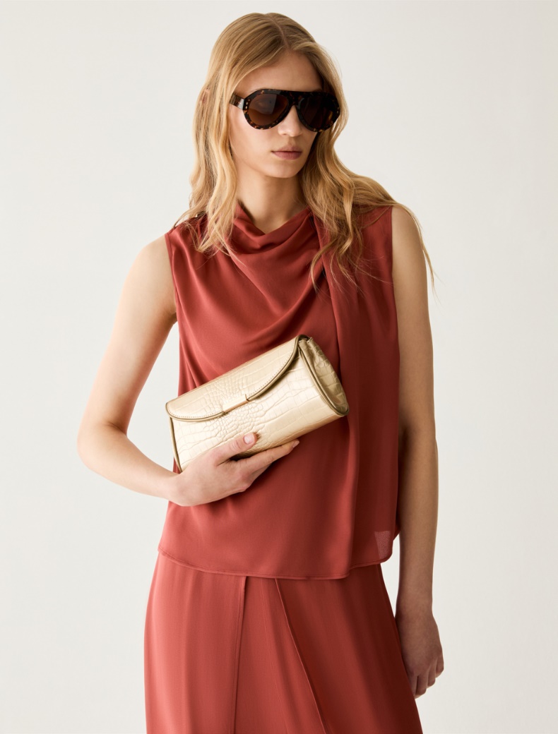 Crocodile-effect clutch bag - GOLD - pennyblack