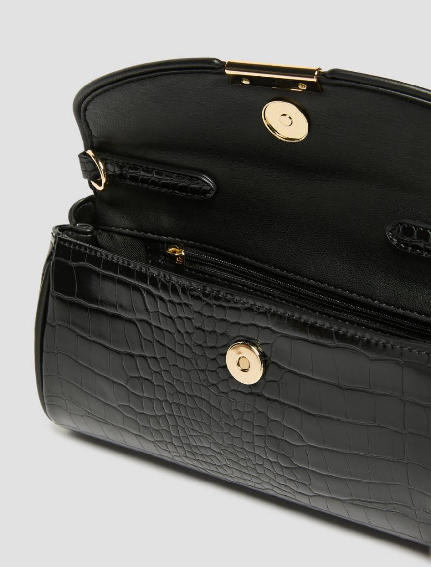 Crocodile-effect clutch bag - BLACK - Pennyblack - 4