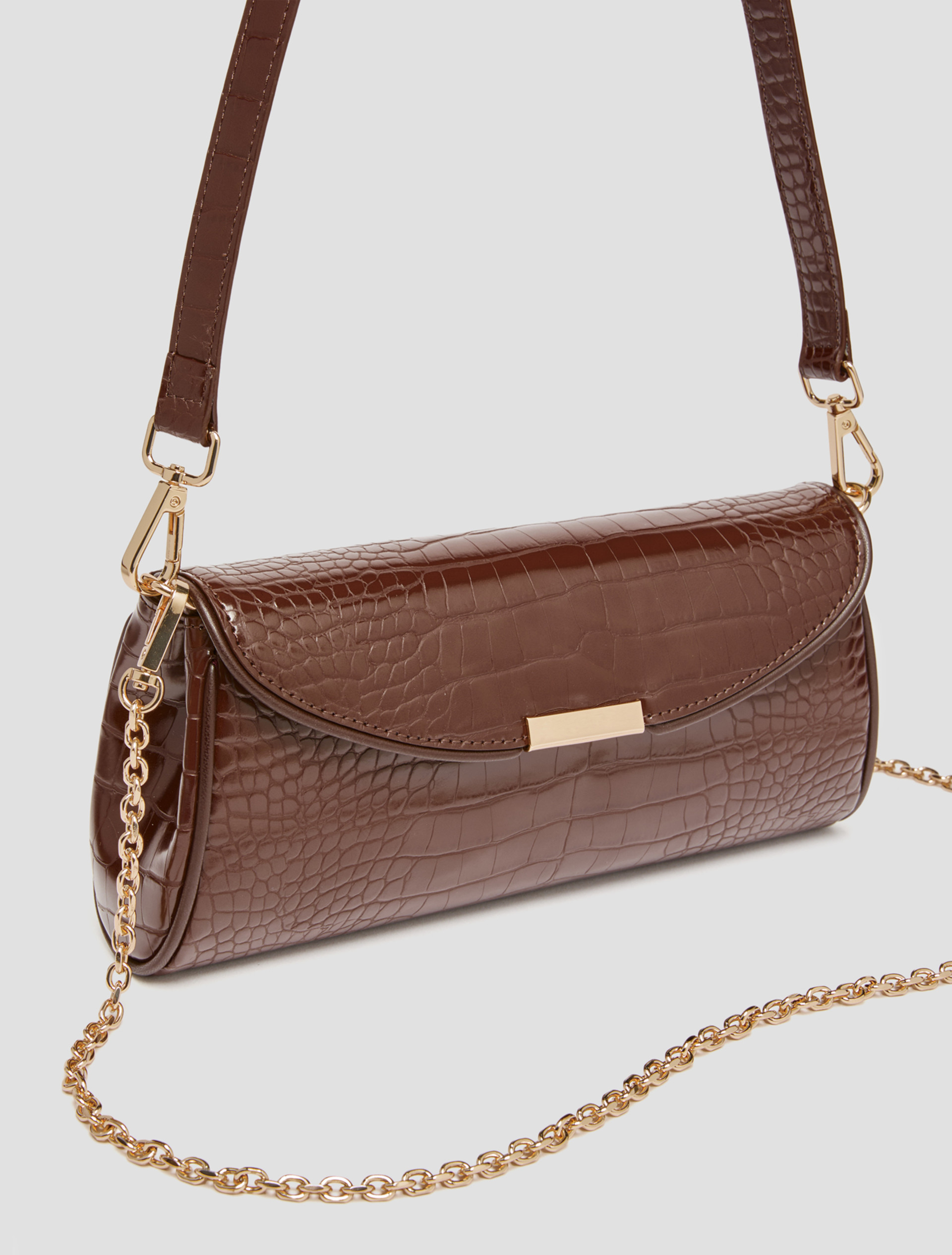Crocodile-effect clutch bag - DARK BROWN - Pennyblack - 3
