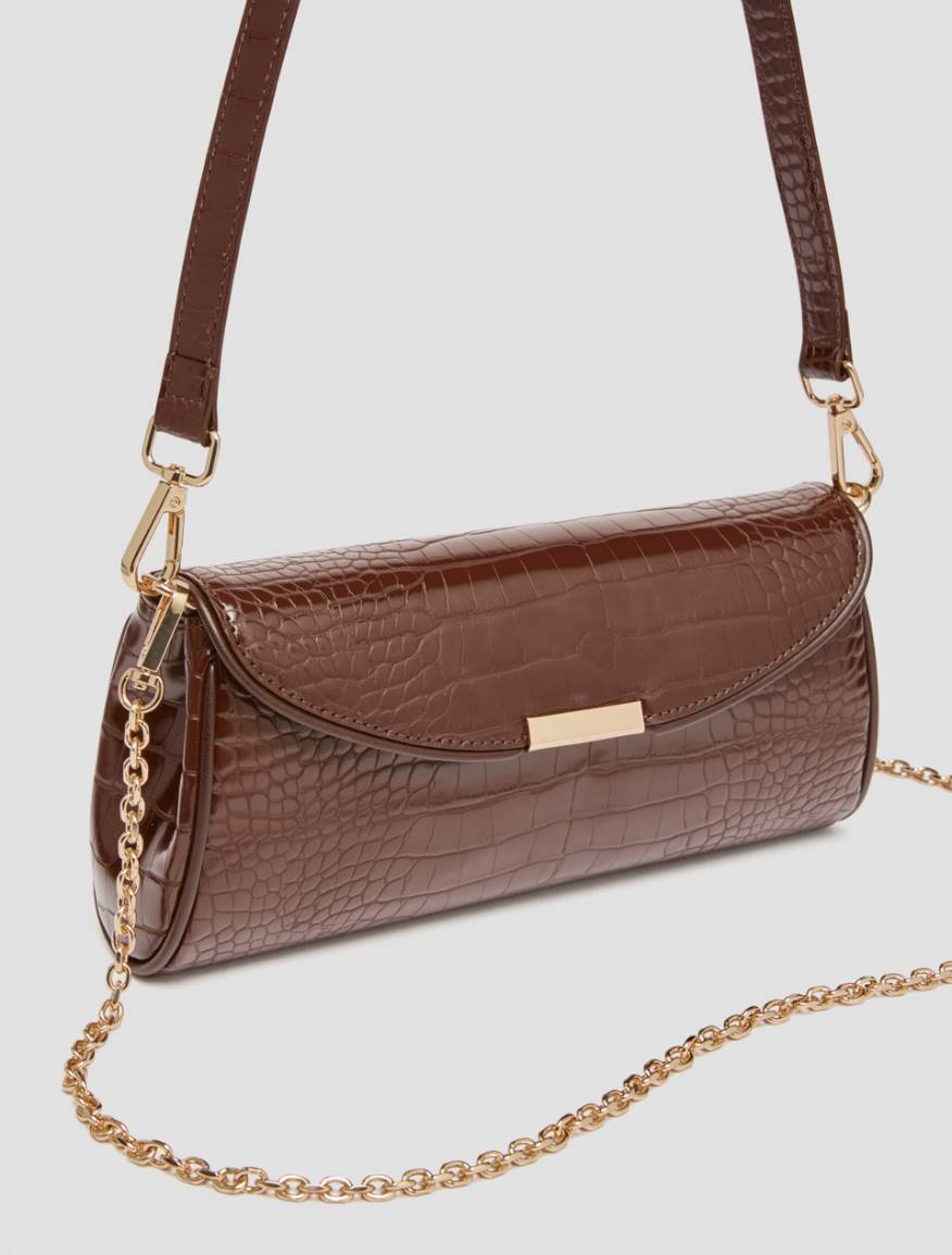 Crocodile-effect clutch bag - DARK BROWN - Pennyblack - 3