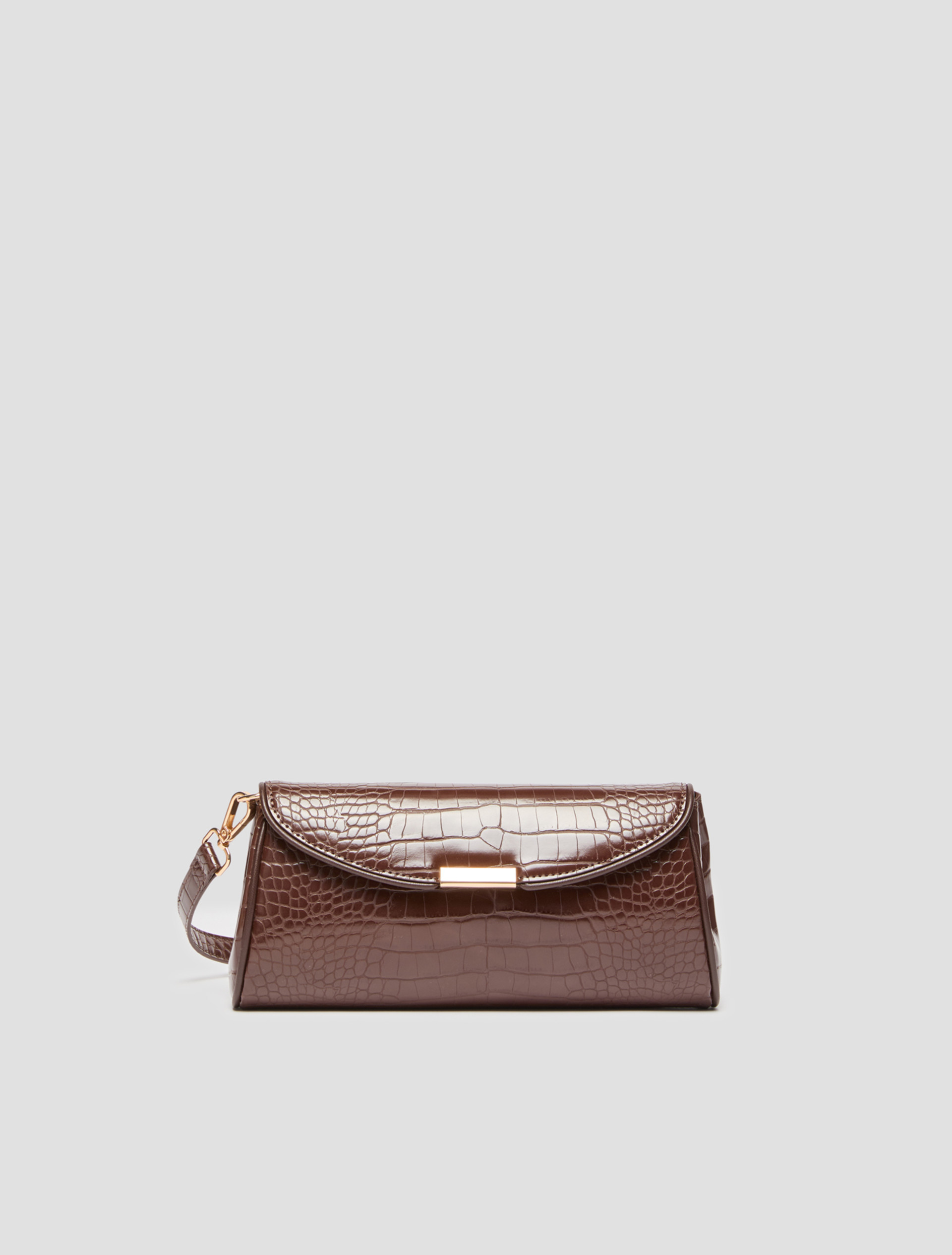 Crocodile-effect clutch bag - DARK BROWN - Pennyblack - 1