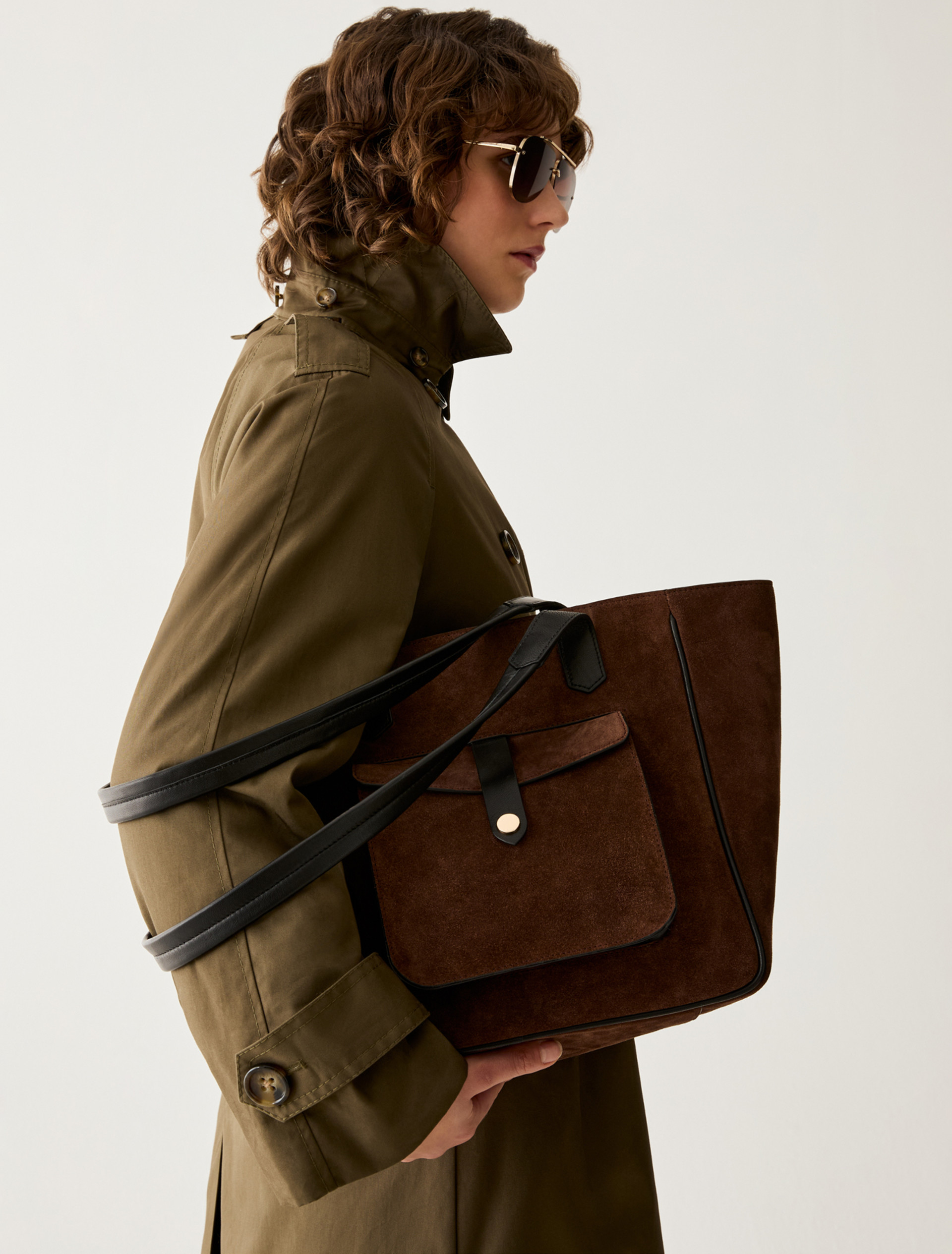 Suede tote bag - BROWN - Pennyblack - 5