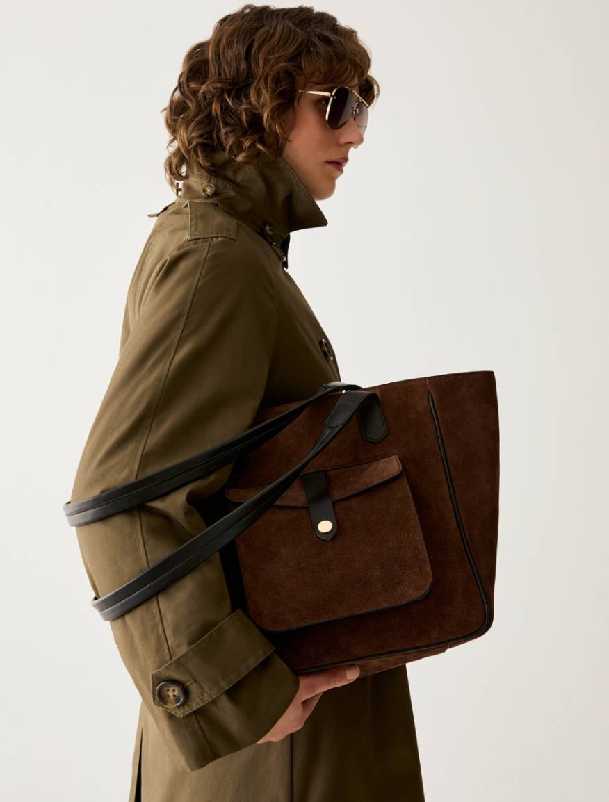 Suede tote bag - BROWN - Pennyblack - 5