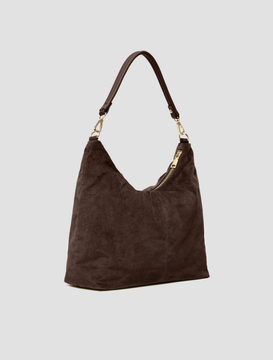 Corduroy hobo bag - DARK BROWN - Pennyblack - 2
