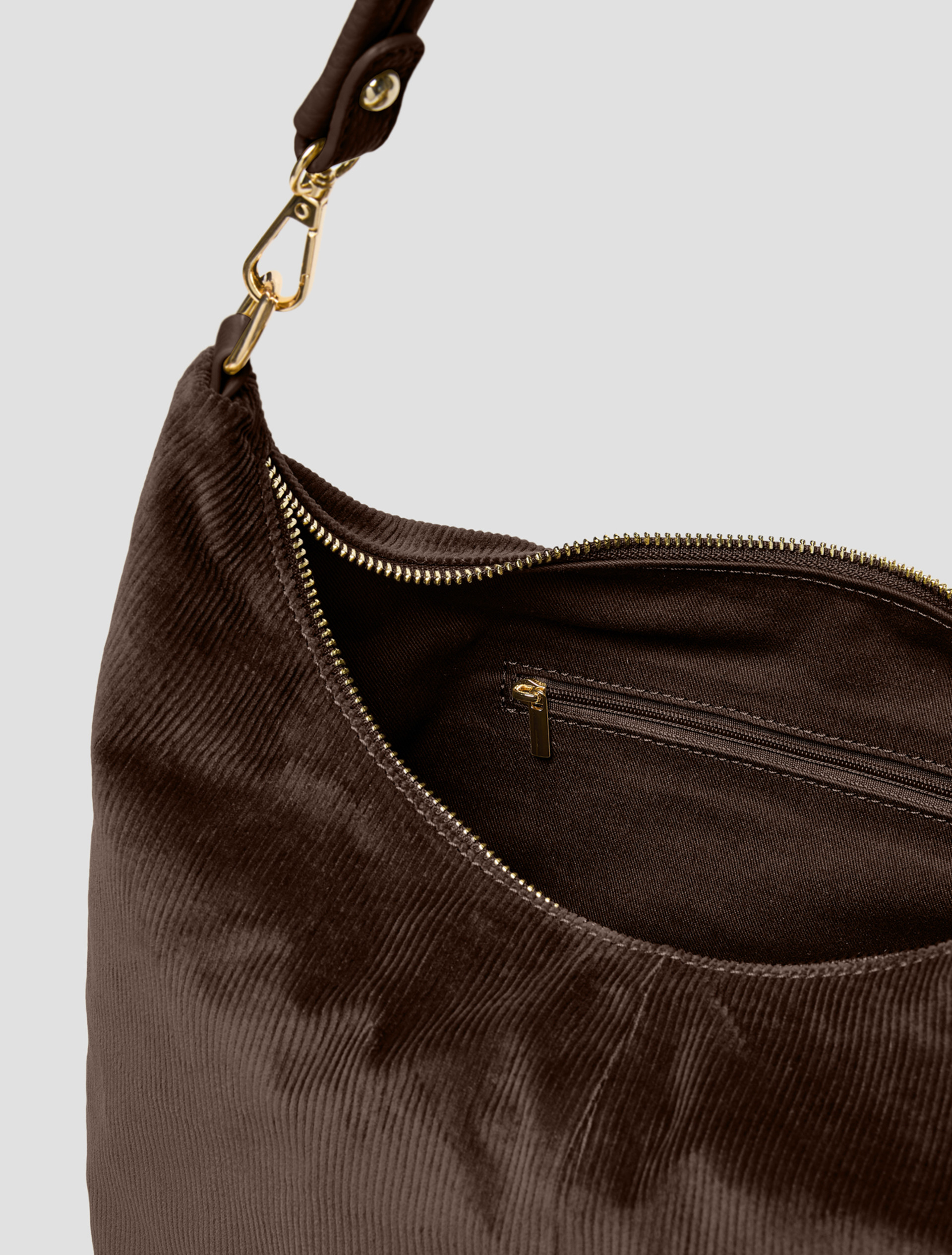 Corduroy hobo bag - DARK BROWN - Pennyblack - 4