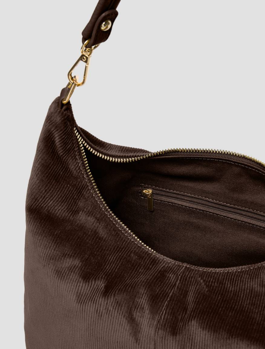 Corduroy hobo bag - DARK BROWN - Pennyblack - 4