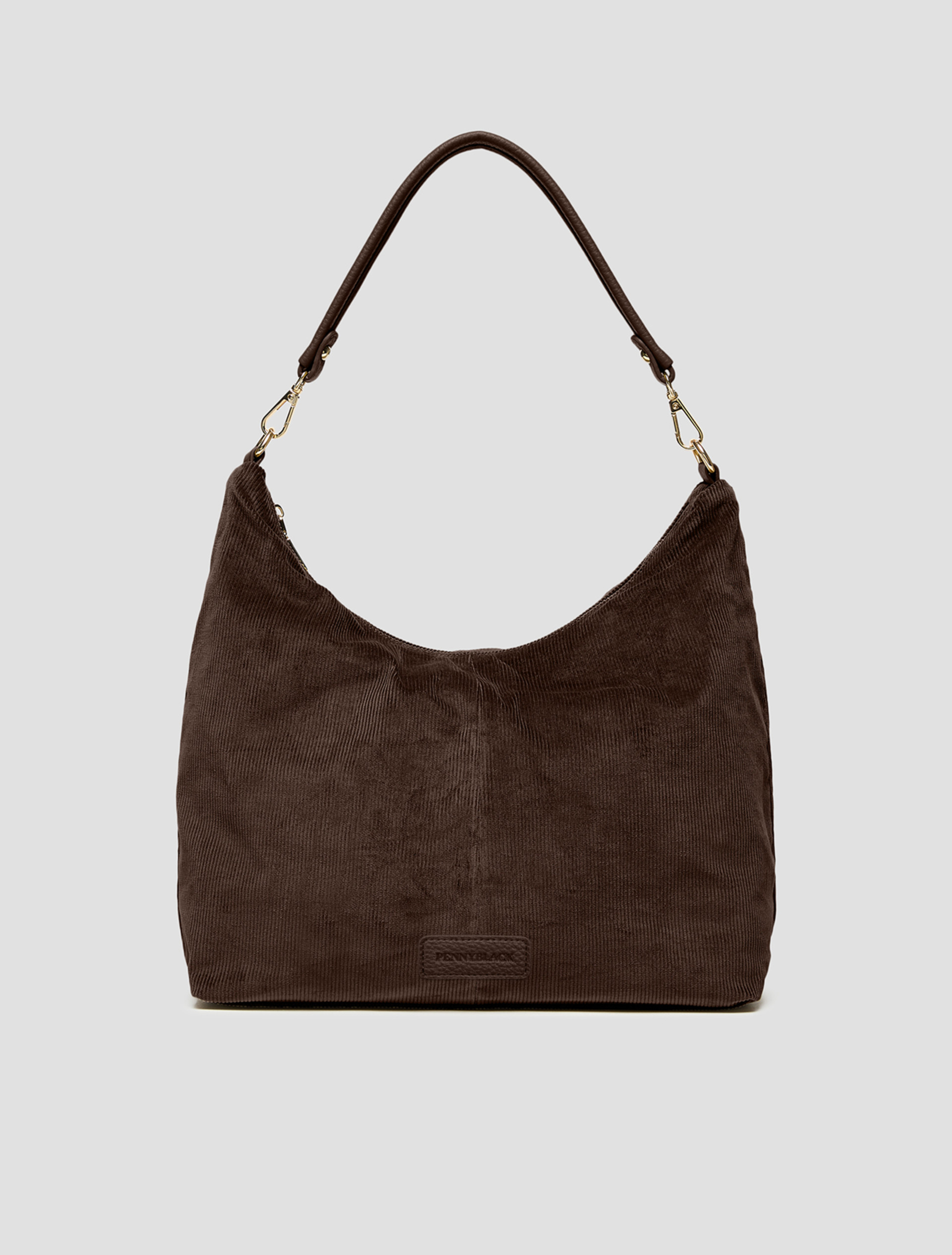Corduroy hobo bag - DARK BROWN - Pennyblack - 1