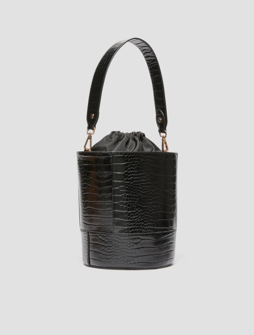 Croc-embossed bucket bag - BLACK - Pennyblack - 2