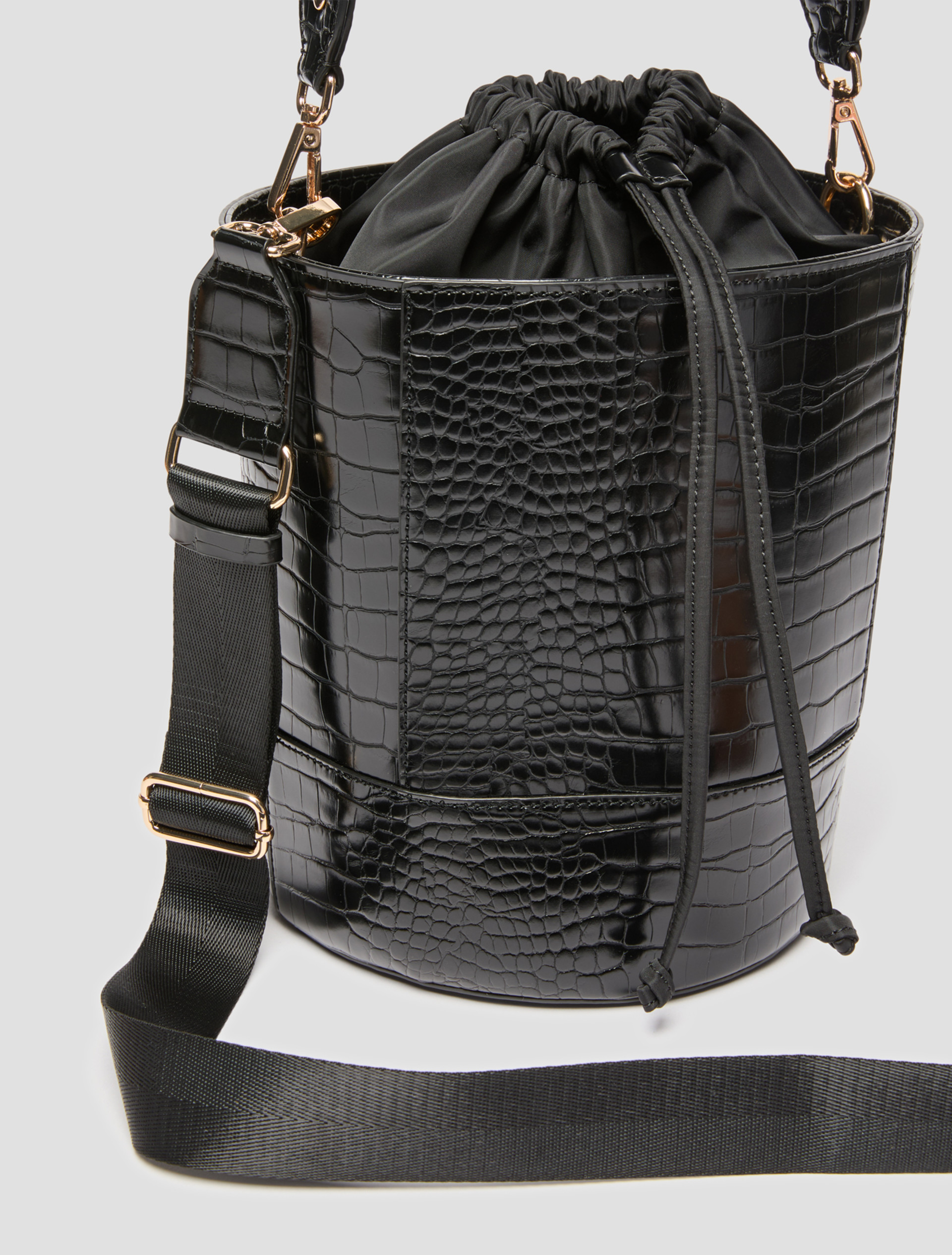 Croc-embossed bucket bag - BLACK - Pennyblack - 3