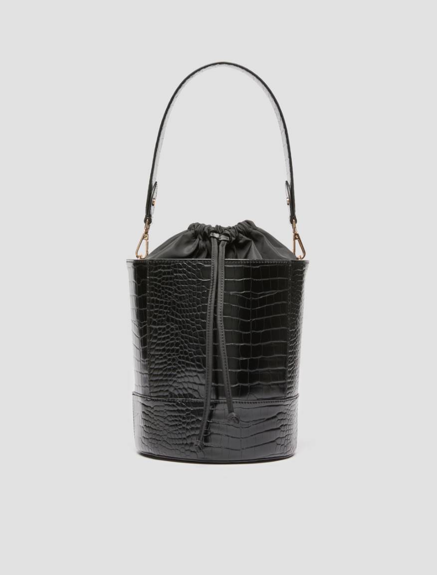 Croc-embossed bucket bag - BLACK - Pennyblack