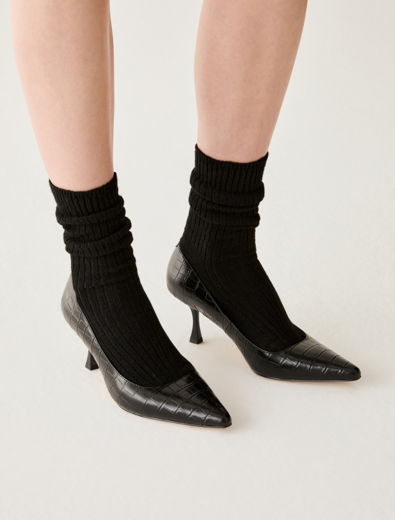 Croc-effect leather court shoes - Pennyblack - 4