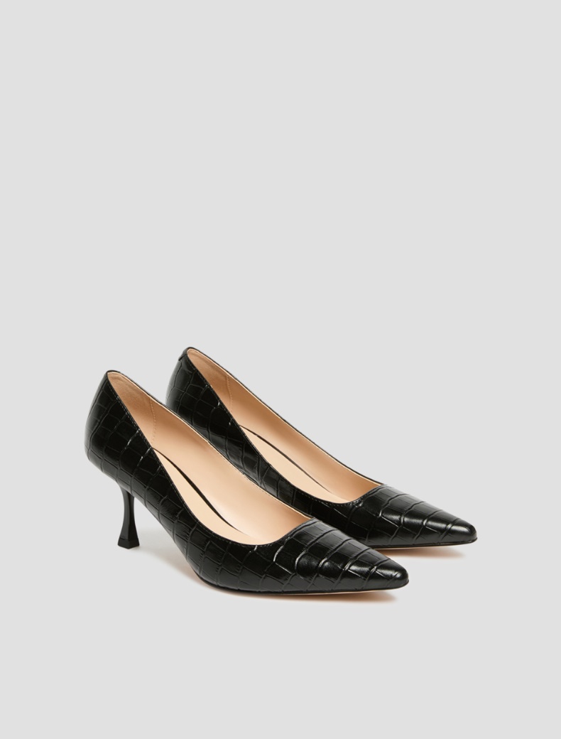 Croc-effect leather court shoes - Pennyblack - 6