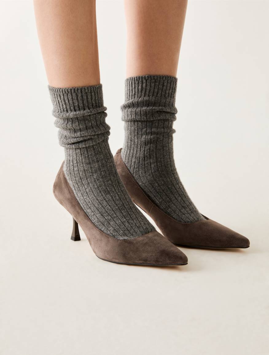 Suede court shoes - DARK BROWN - Pennyblack - 4