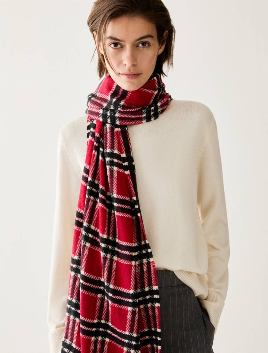 Jacquard check stole - RED - Pennyblack - 3