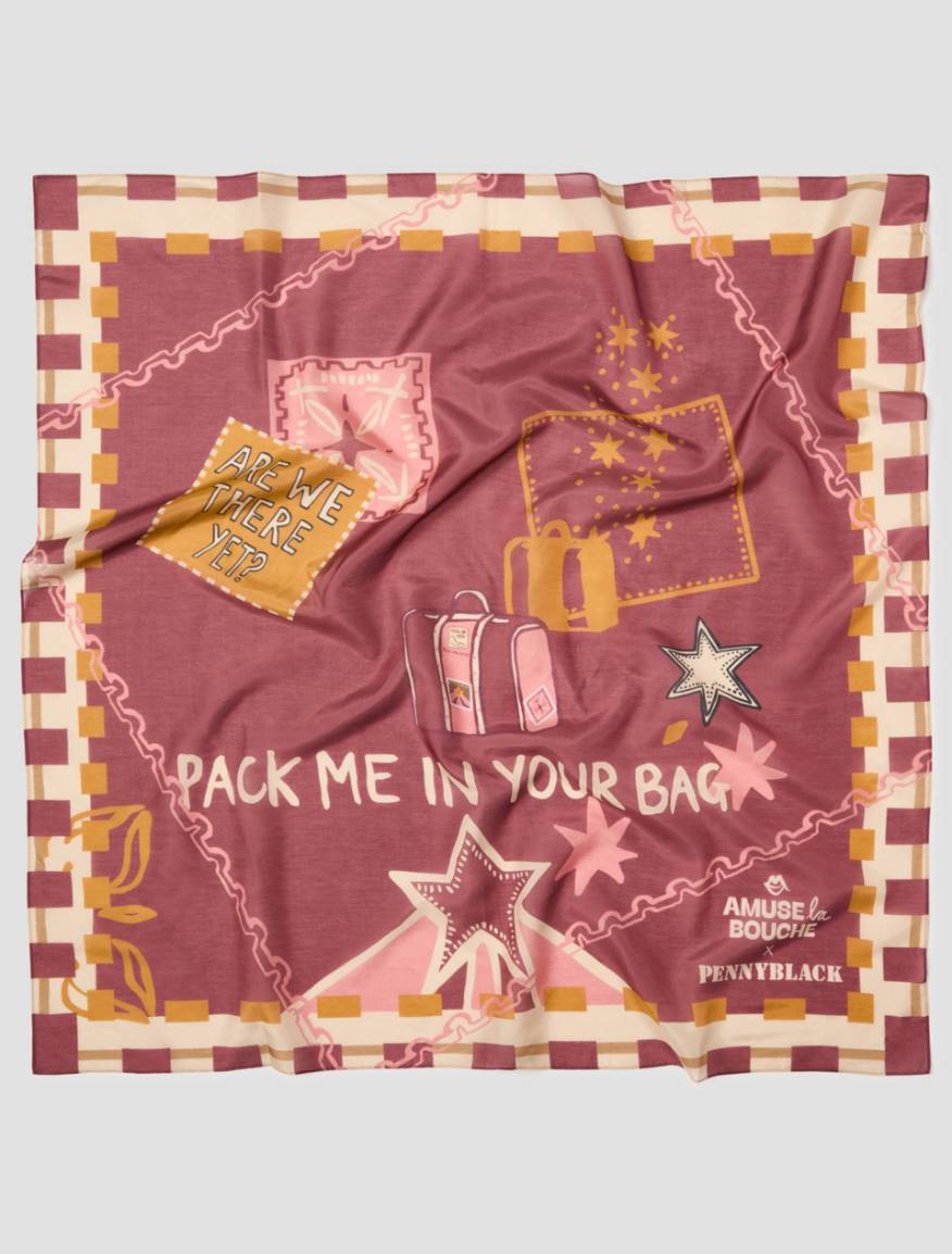 Silk and cotton foulard - BORDEAUX - Pennyblack