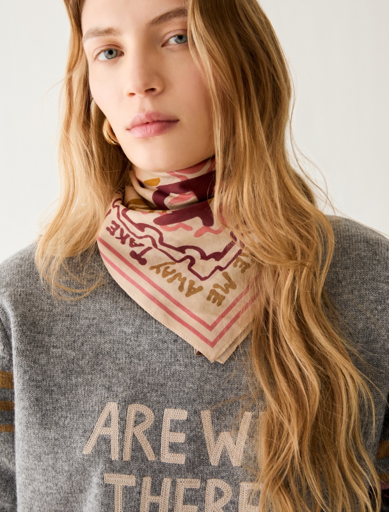 Silk and cotton foulard - IVORY - pennyblack