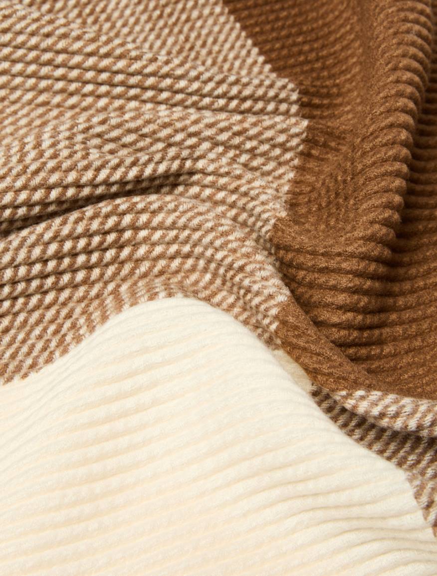 Colour-block pleated stole - TOBACCO - Pennyblack - 2