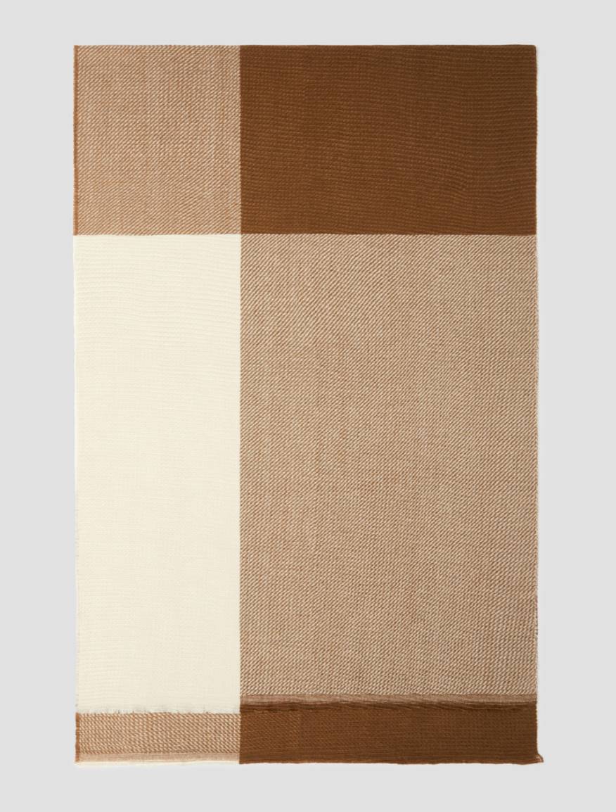 Colour-block pleated stole - TOBACCO - Pennyblack