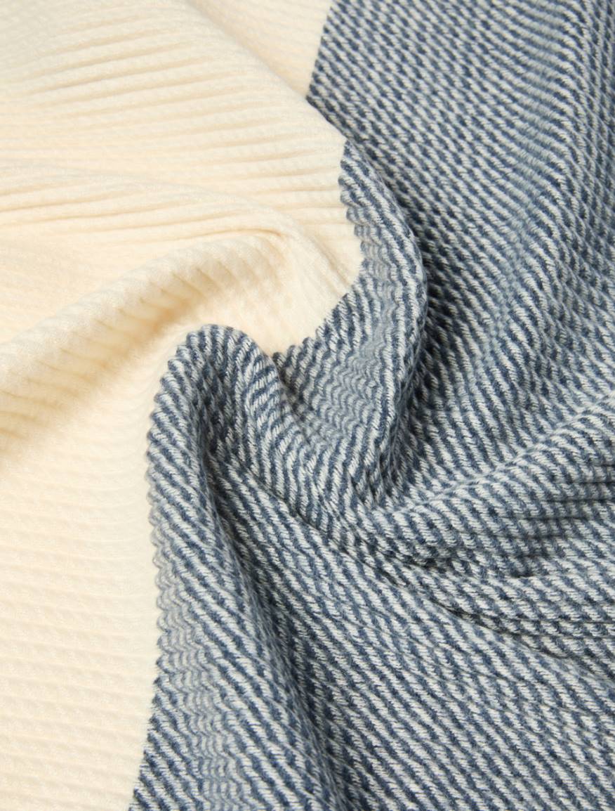 Colour-block pleated stole - NAVY - Pennyblack - 2