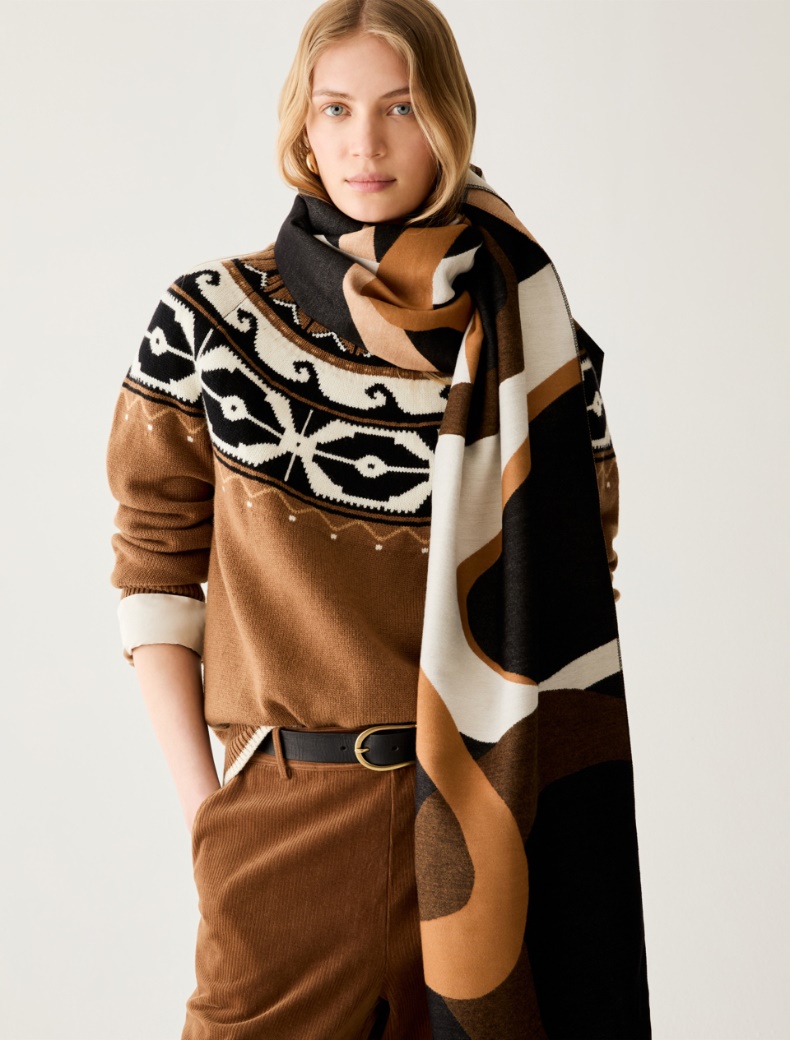 Jacquard-patterned stole - Pennyblack - 3