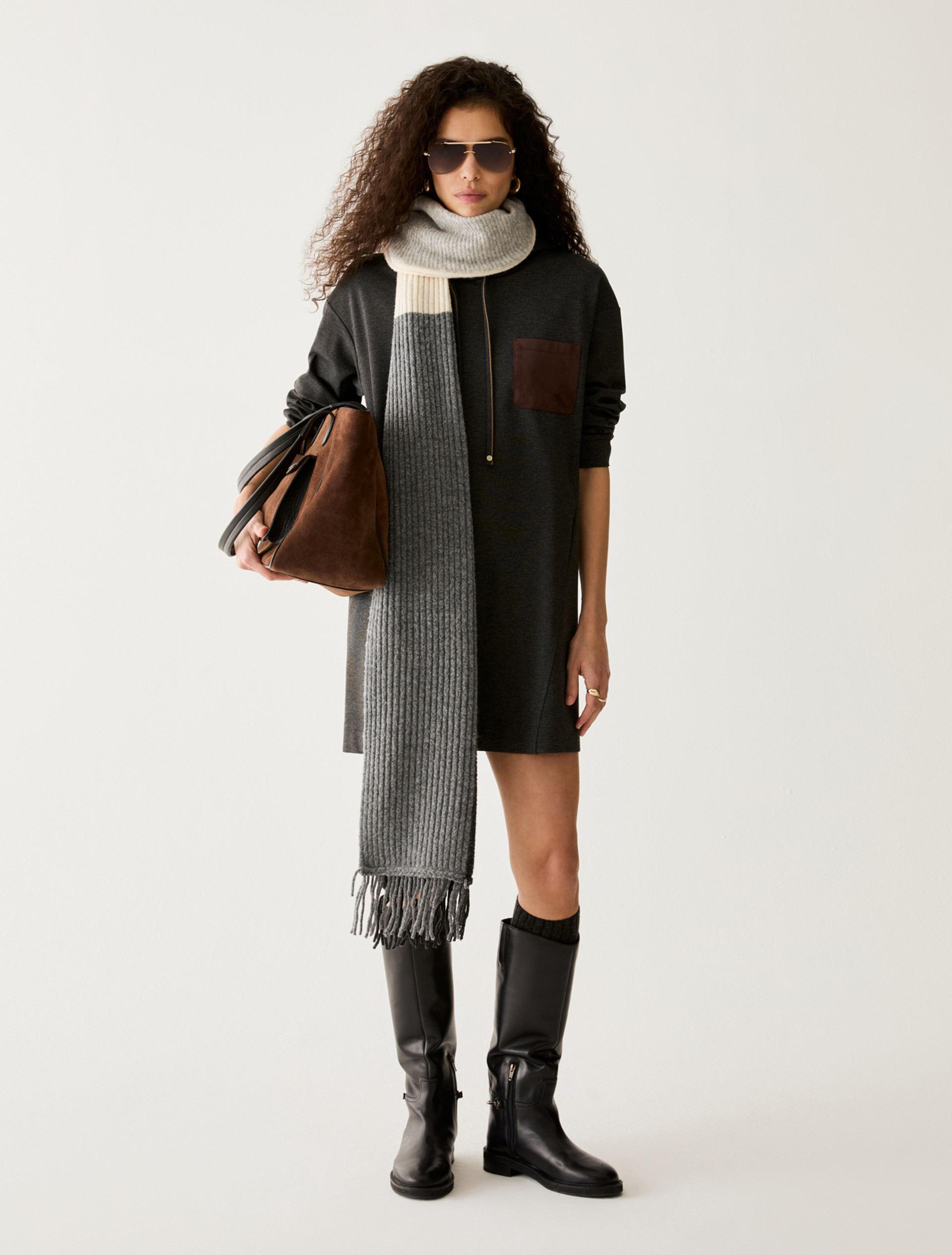 Milan-stitch jersey dress - MELANGE GREY - Pennyblack - 5