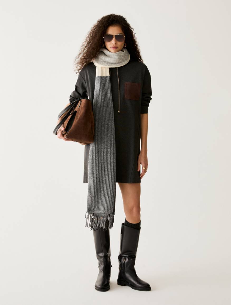 Milan-stitch jersey dress - MELANGE GREY - Pennyblack - 5