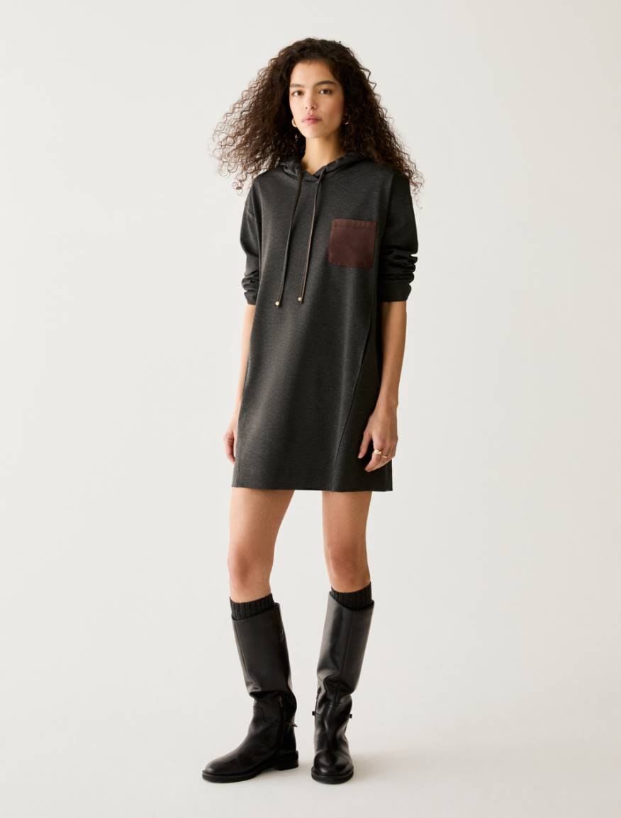 Milan-stitch jersey dress - MELANGE GREY - Pennyblack