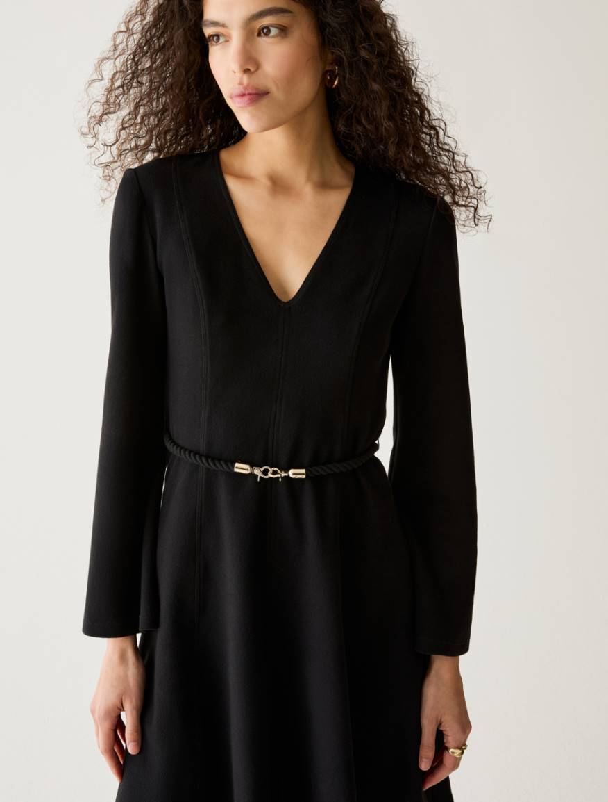 Cut-and-flare jersey dress - BLACK - Pennyblack - 4