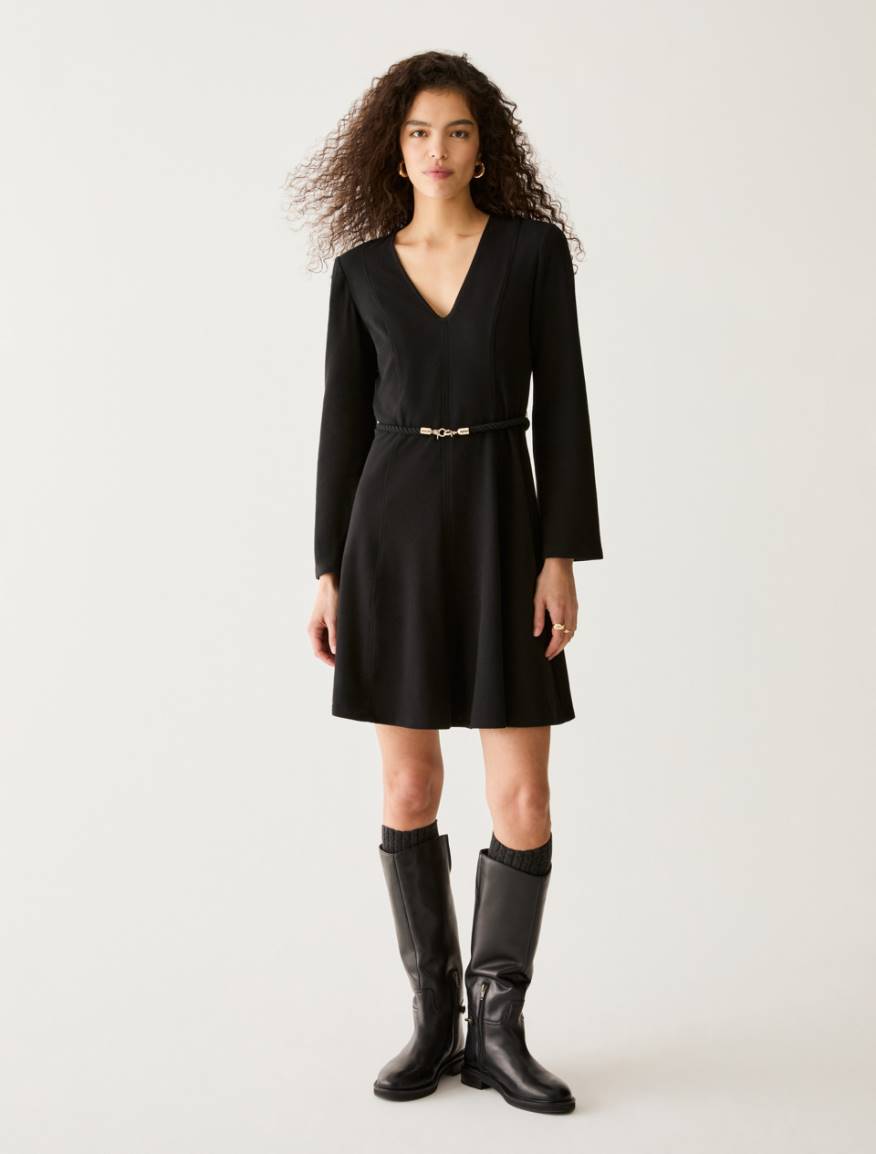 Cut-and-flare jersey dress - BLACK - Pennyblack