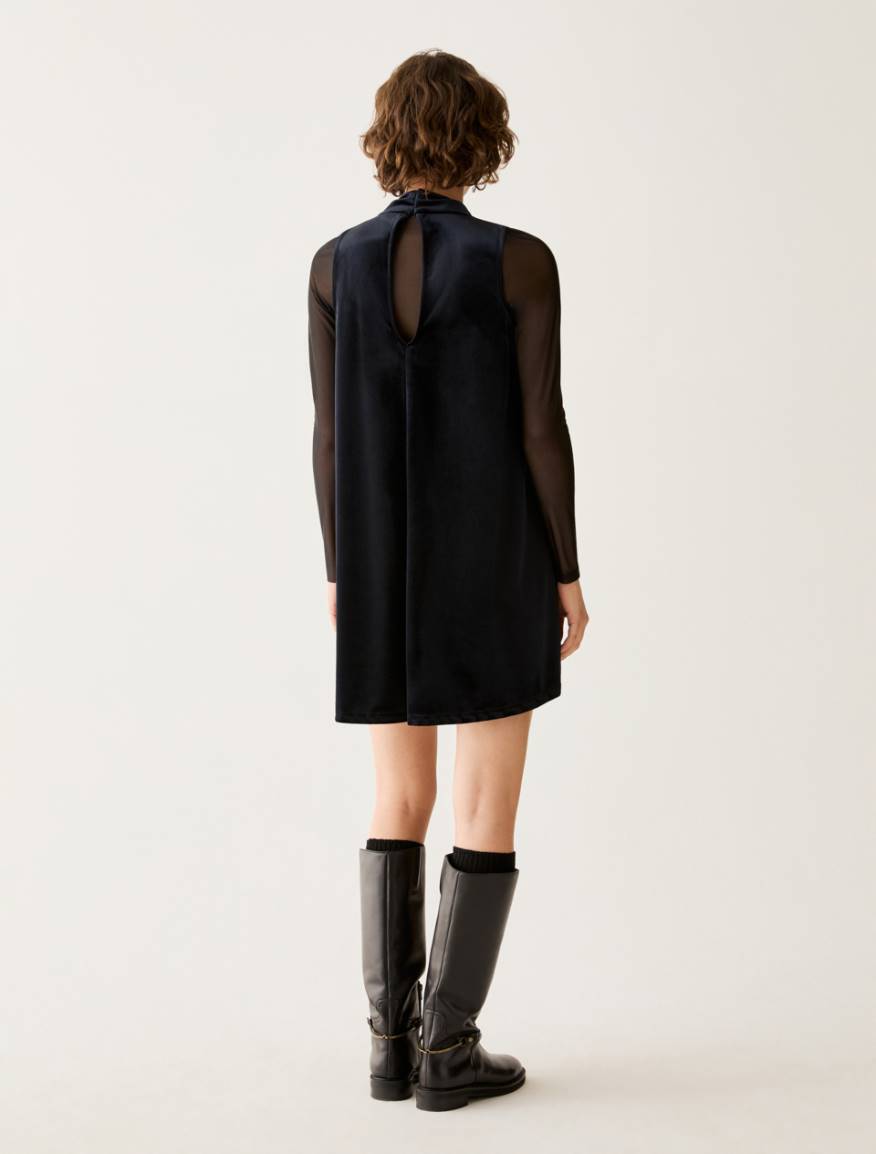 Velvet jersey dress with T-shirt - BLACK - Pennyblack - 3