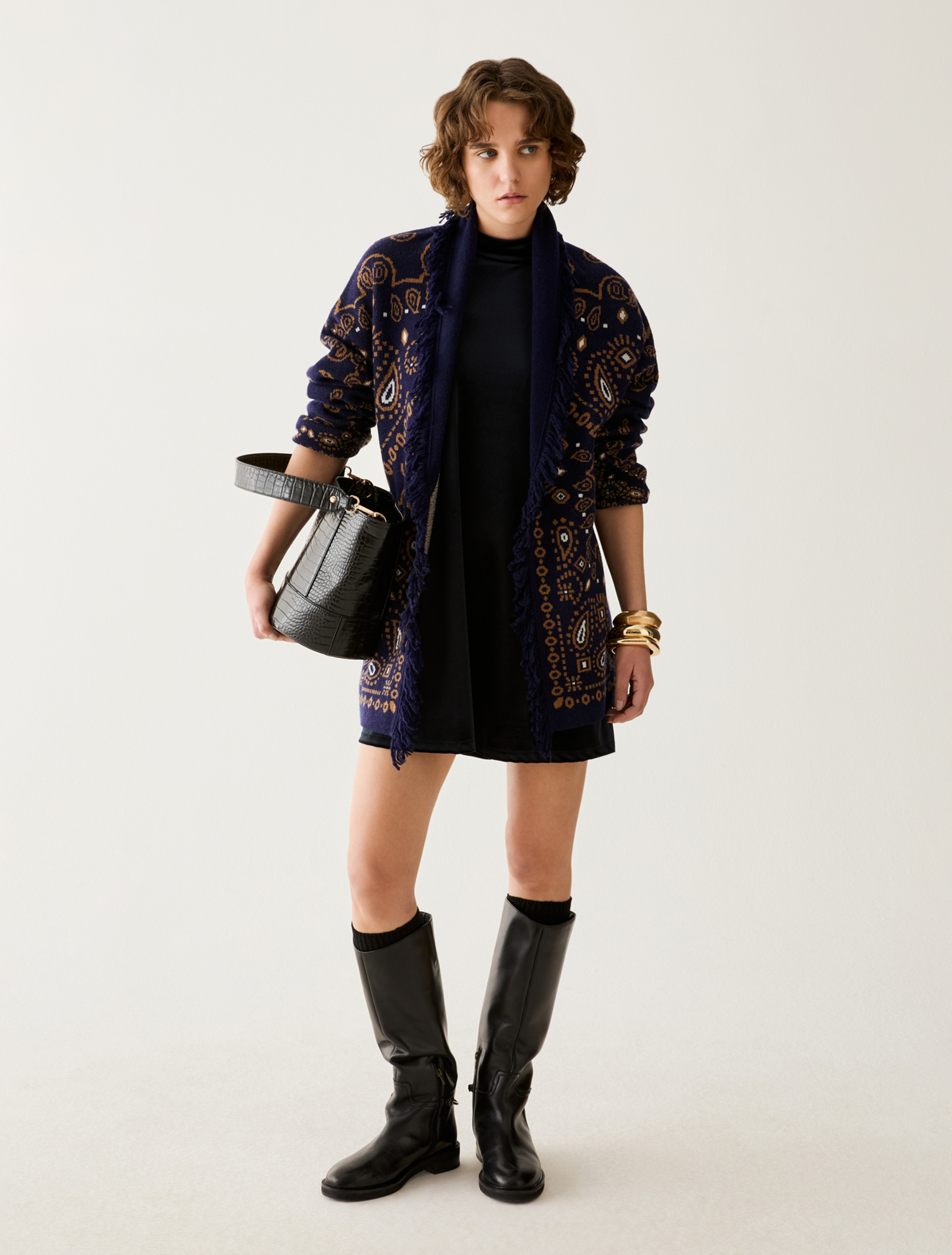 Velvet jersey dress with T-shirt - BLACK - Pennyblack - 5
