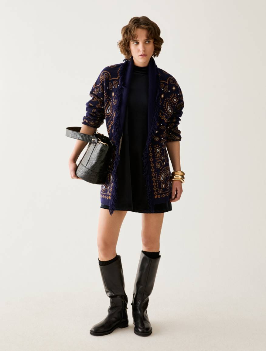 Velvet jersey dress with T-shirt - BLACK - Pennyblack - 5