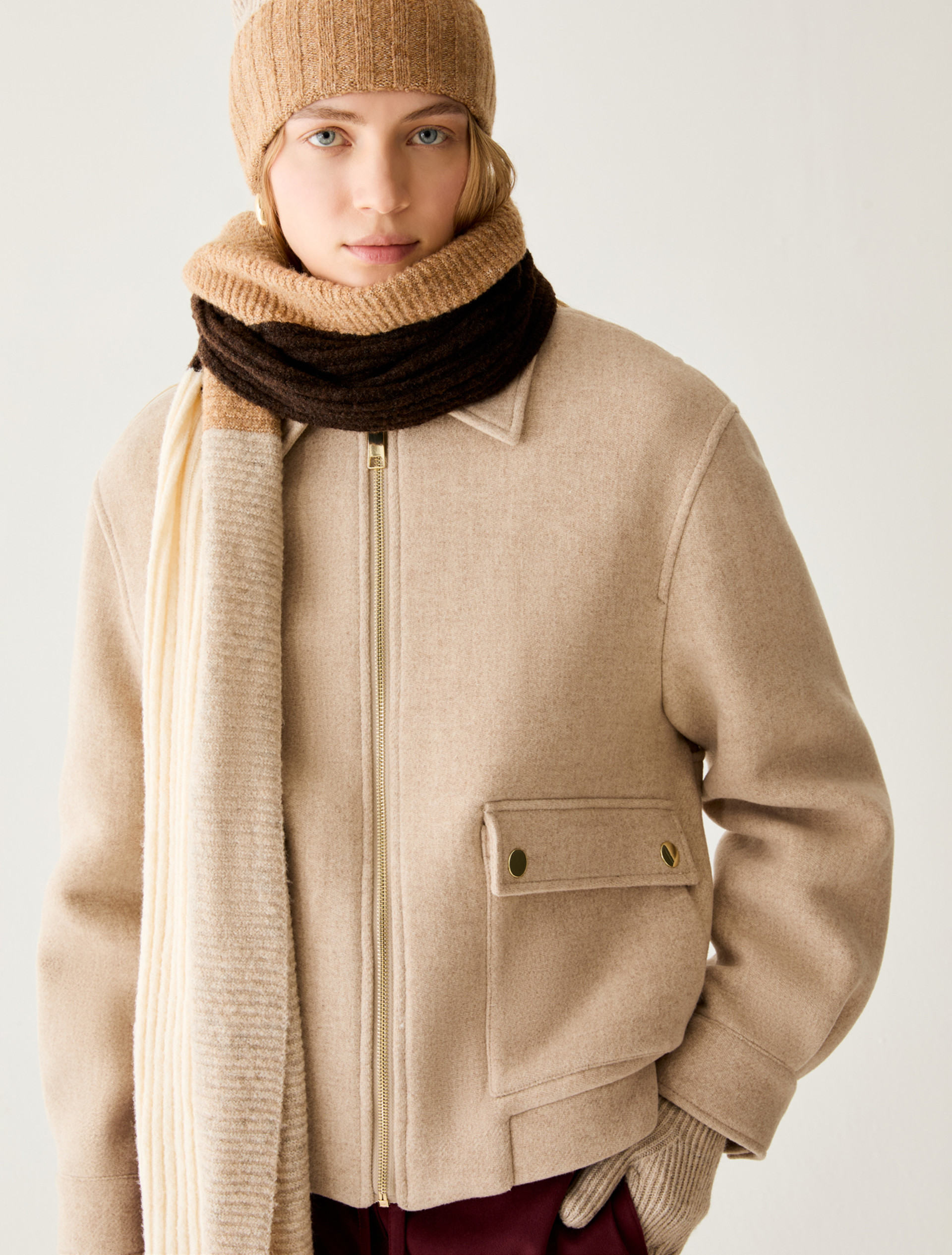 Colour-block scarf - CAMEL - Pennyblack - 3