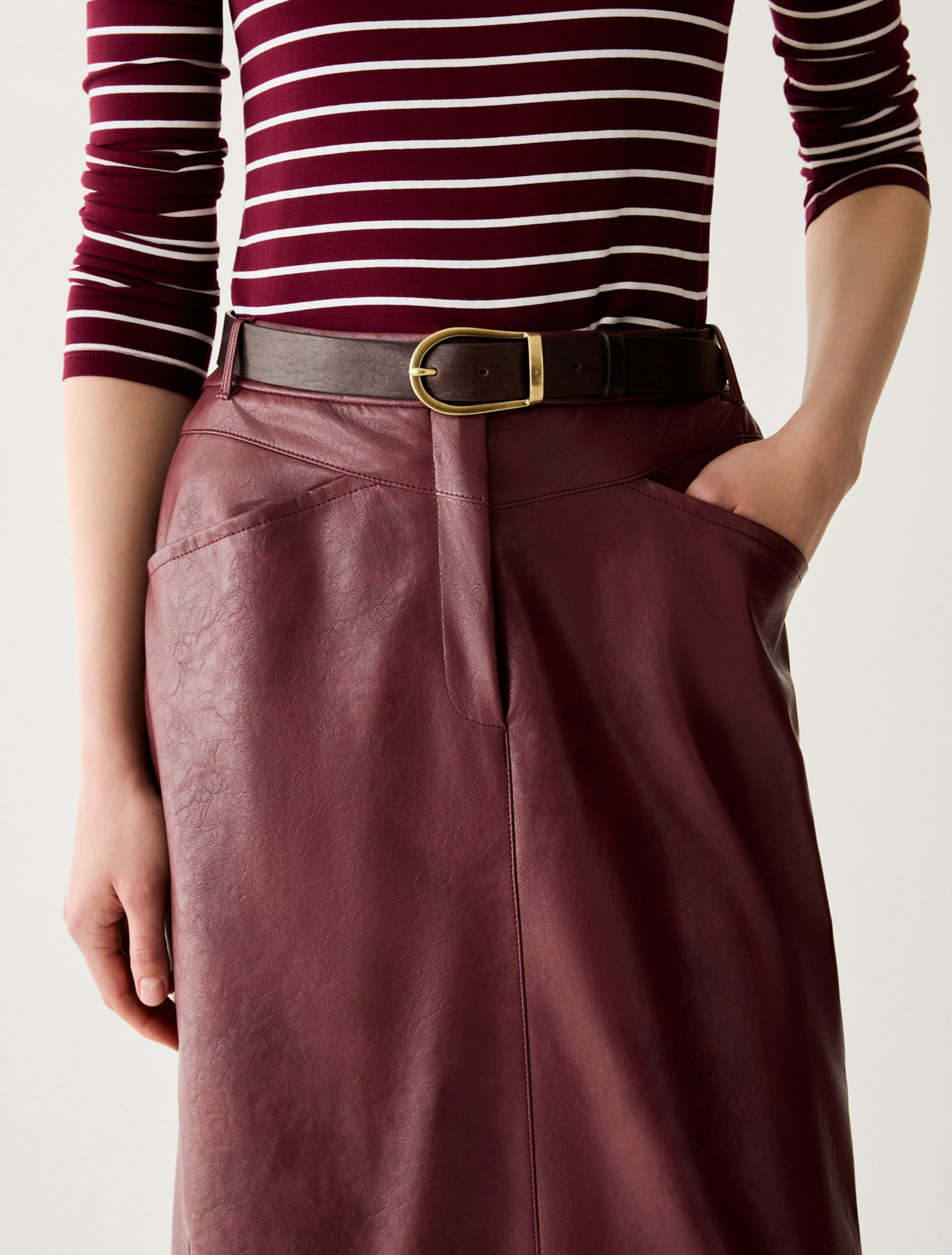 Gonna midi in jersey spalmato - BORDEAUX - Pennyblack - 4