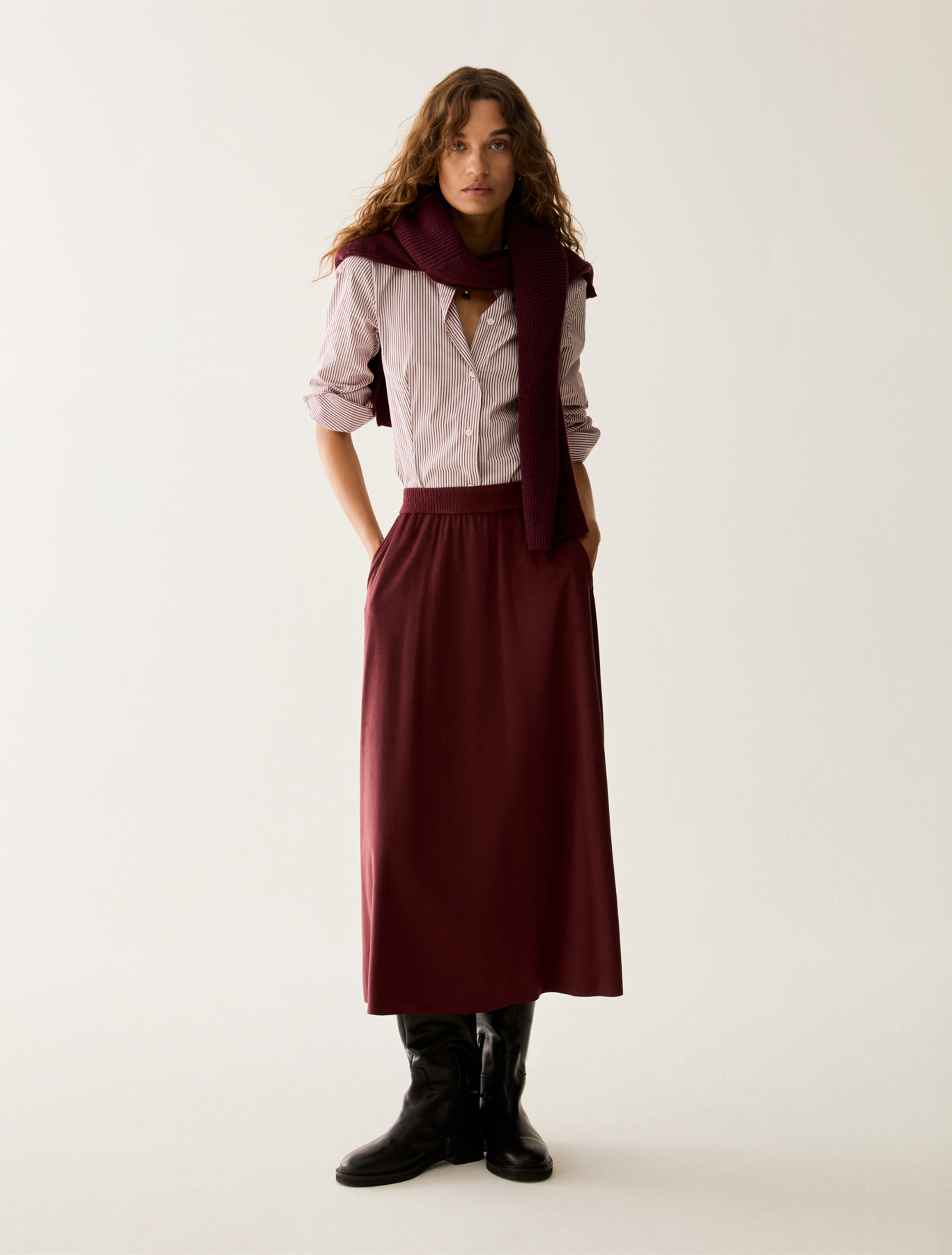 Jersey midi skirt - BORDEAUX - Pennyblack - 1