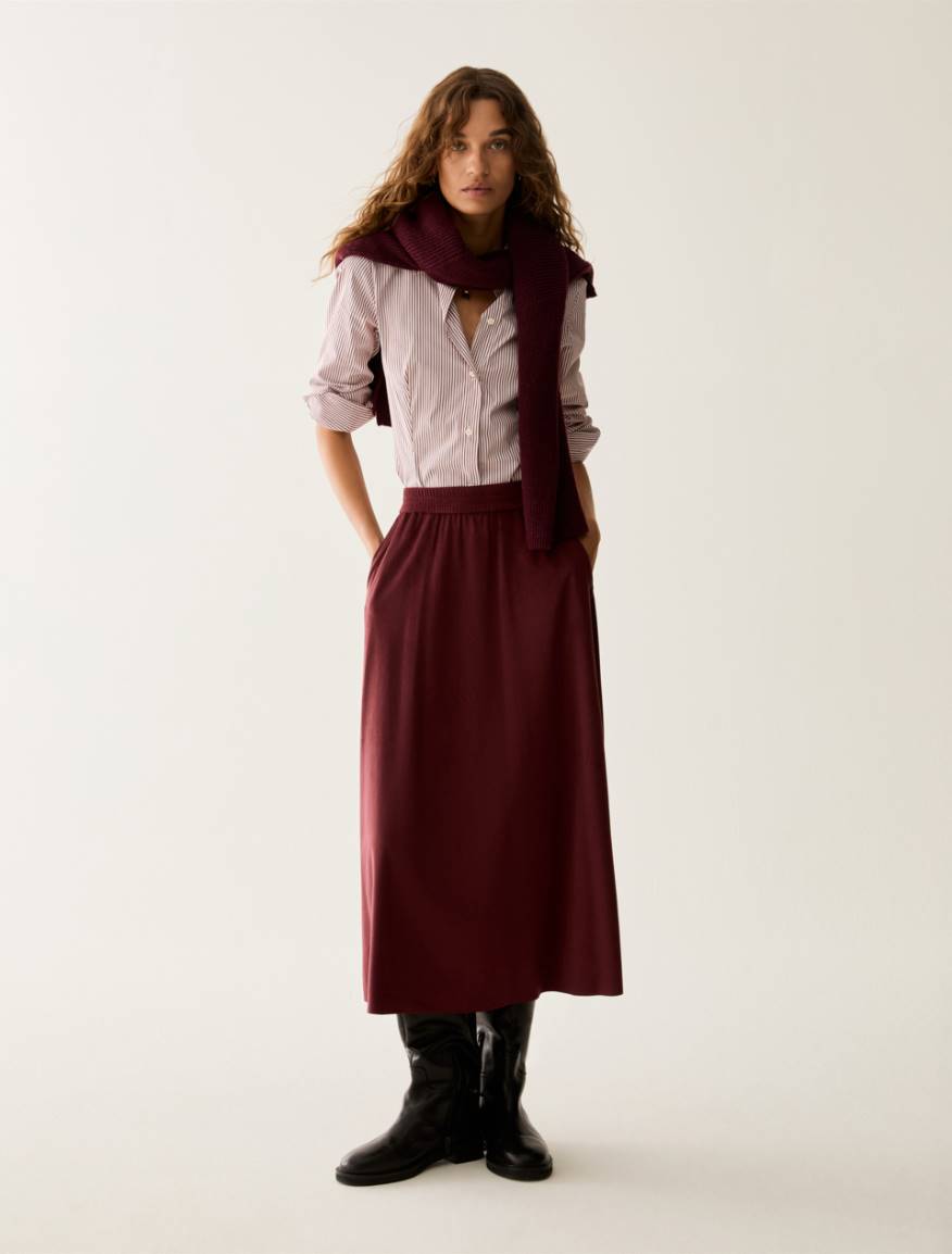 Jersey midi skirt - BORDEAUX - Pennyblack