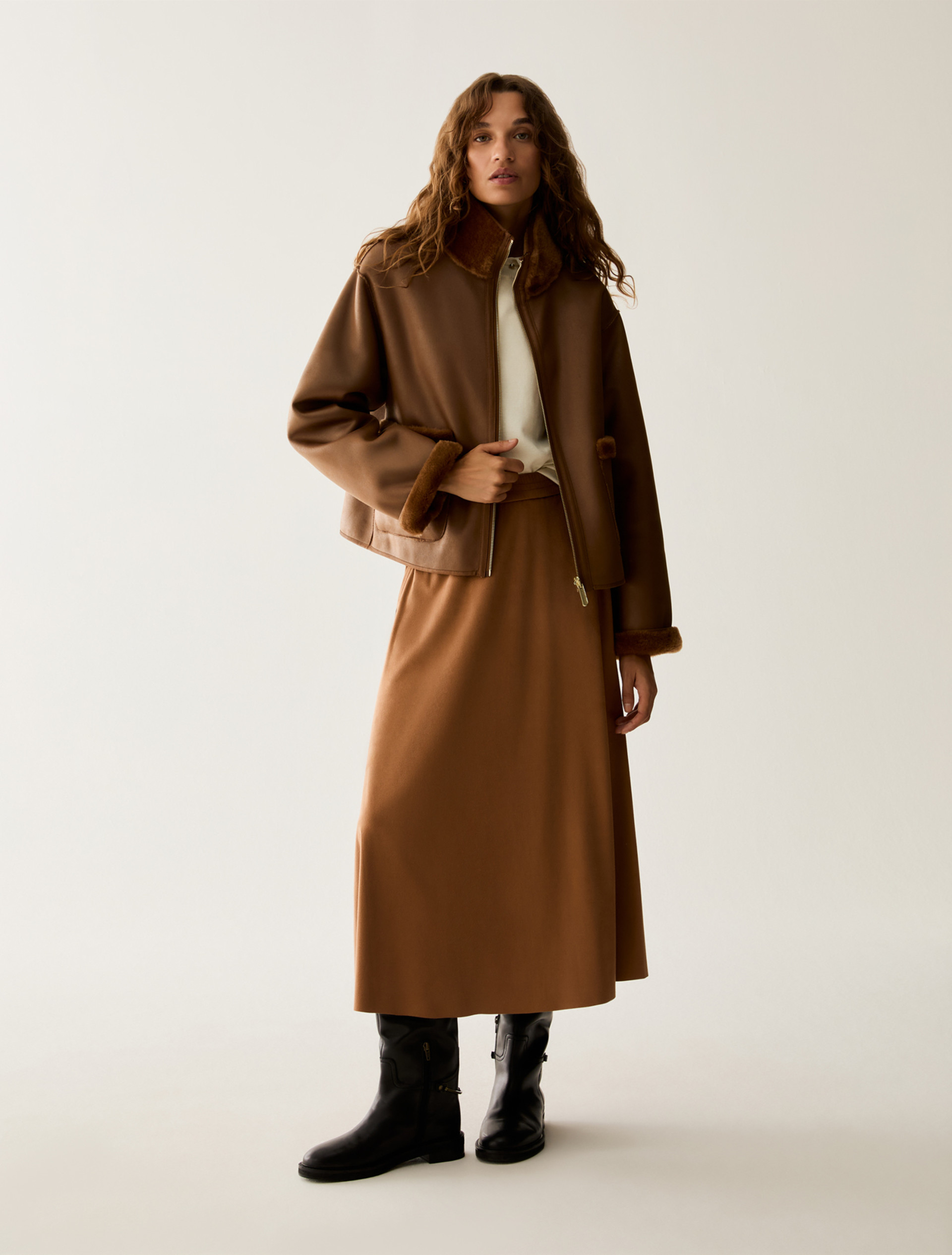 Jersey midi skirt - CAMEL - Pennyblack - 5