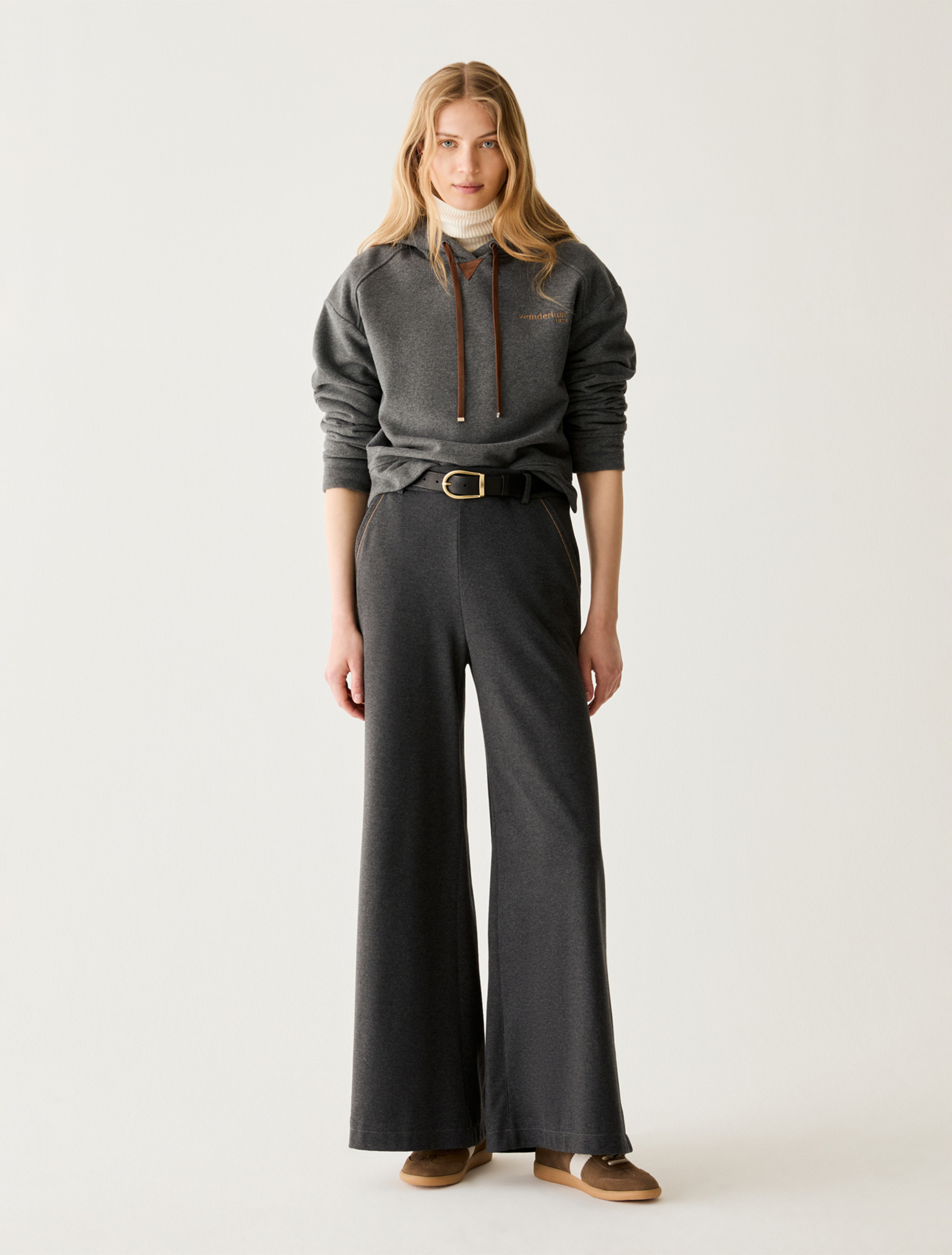 Flannel jersey trousers - MELANGE GREY - Pennyblack - 1