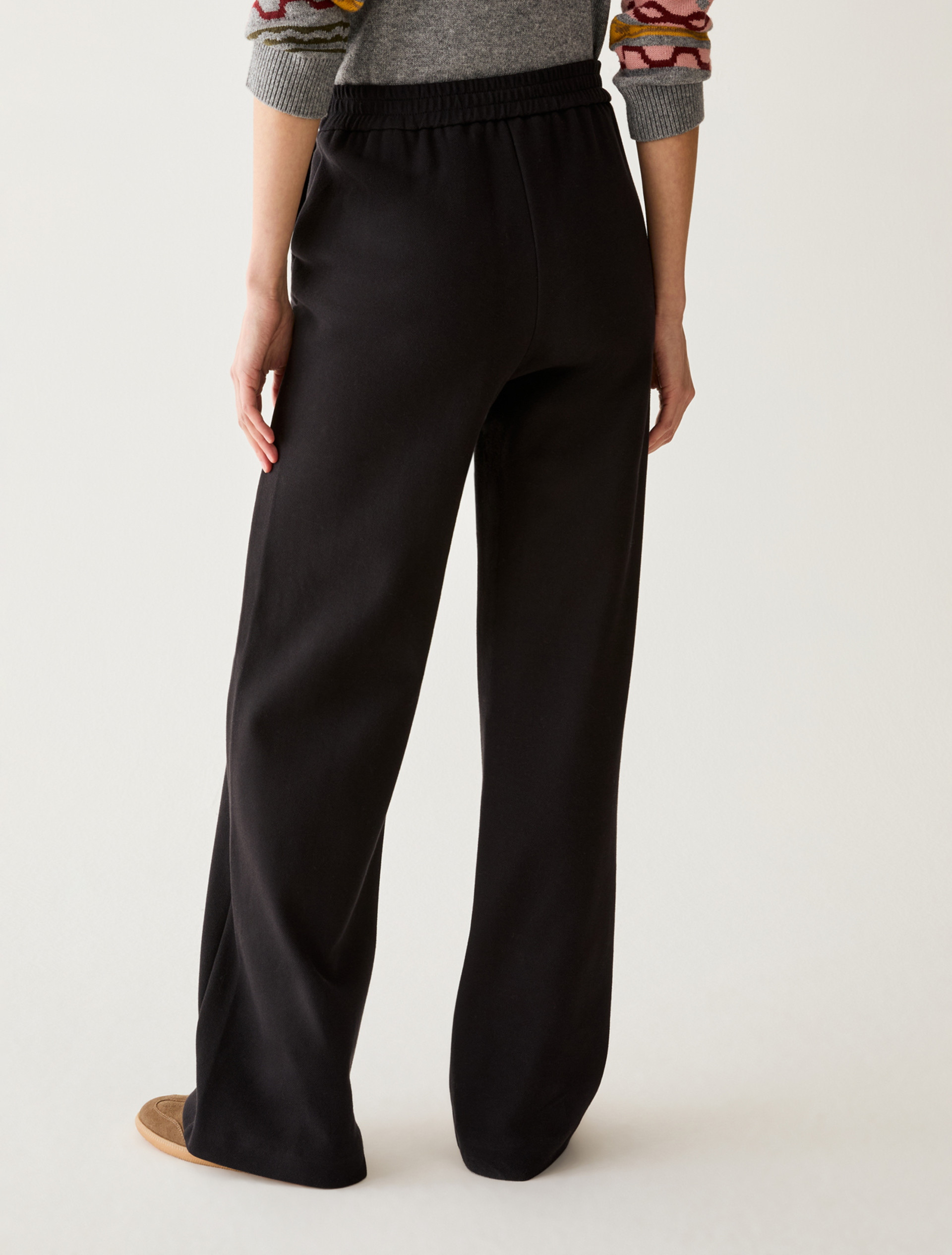 Wide piqué jersey trousers - BLACK - Pennyblack - 3
