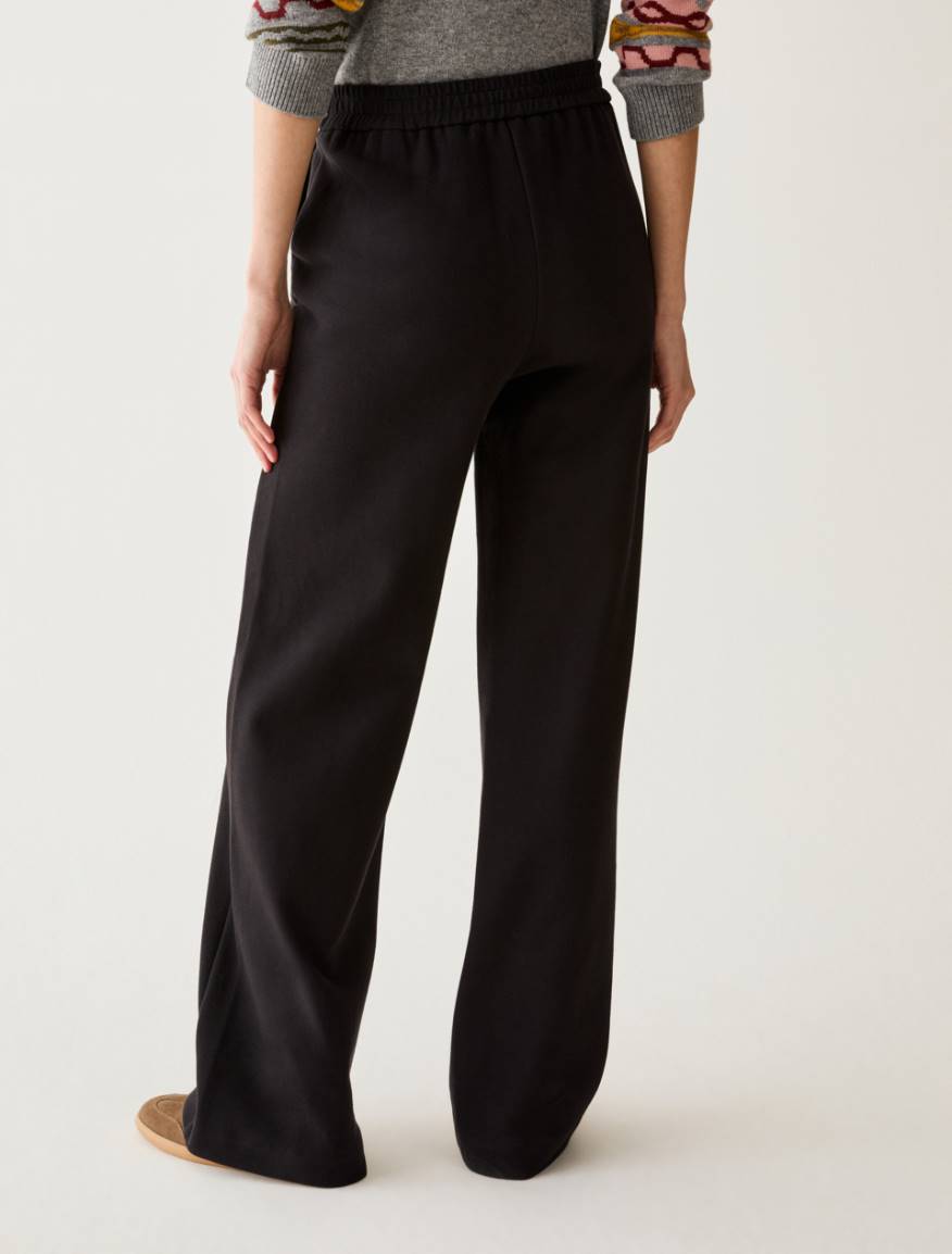Wide piqué jersey trousers - BLACK - Pennyblack - 3