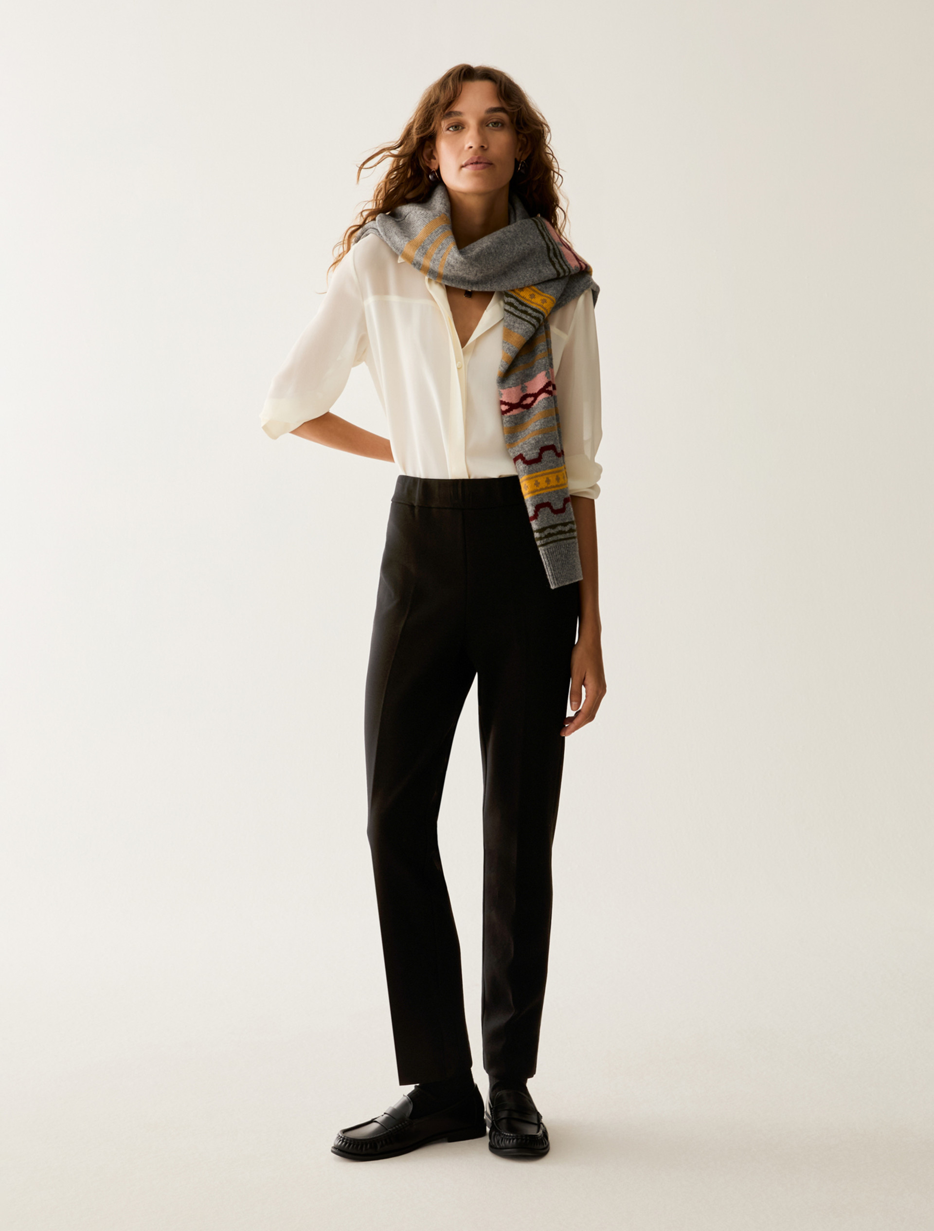 Skinny piqué jersey trousers - BLACK - Pennyblack - 1