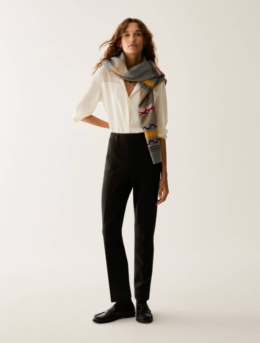 Skinny piqué jersey trousers - BLACK - Pennyblack