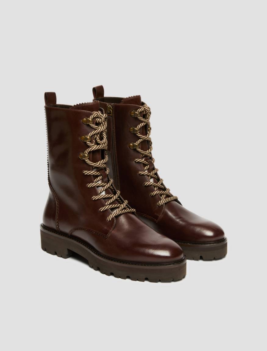 Smooth leather combat boots - BROWN - Pennyblack - 2