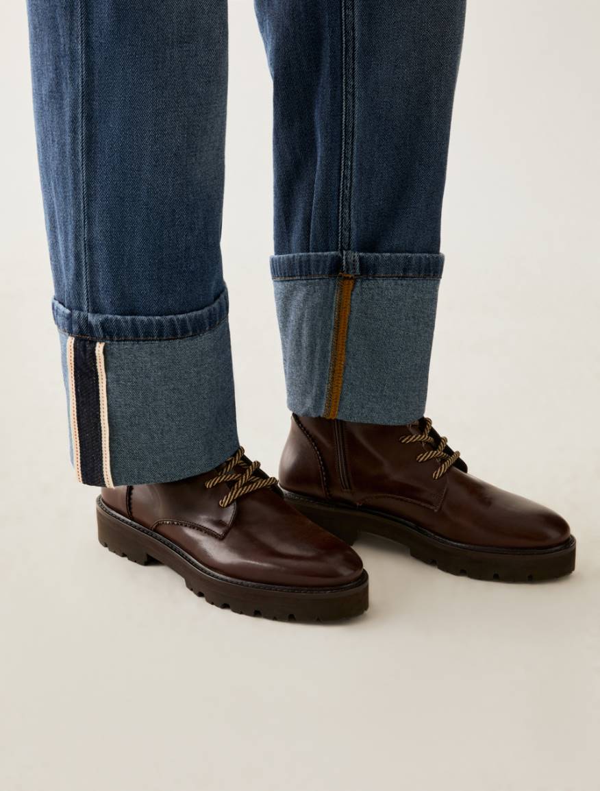 Smooth leather combat boots - BROWN - Pennyblack - 4