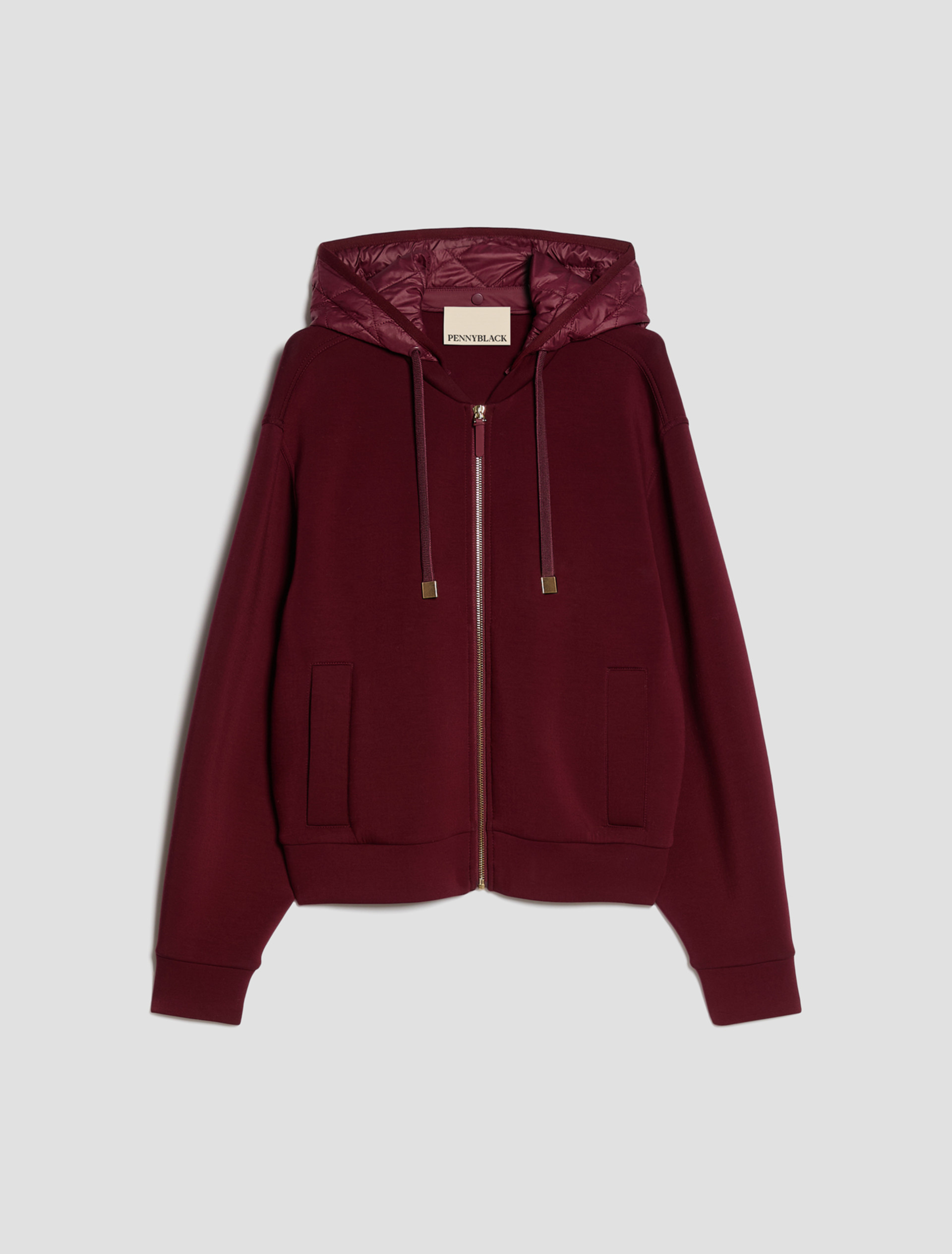 Mixed-material bomber jacket - BORDEAUX - Pennyblack - 2