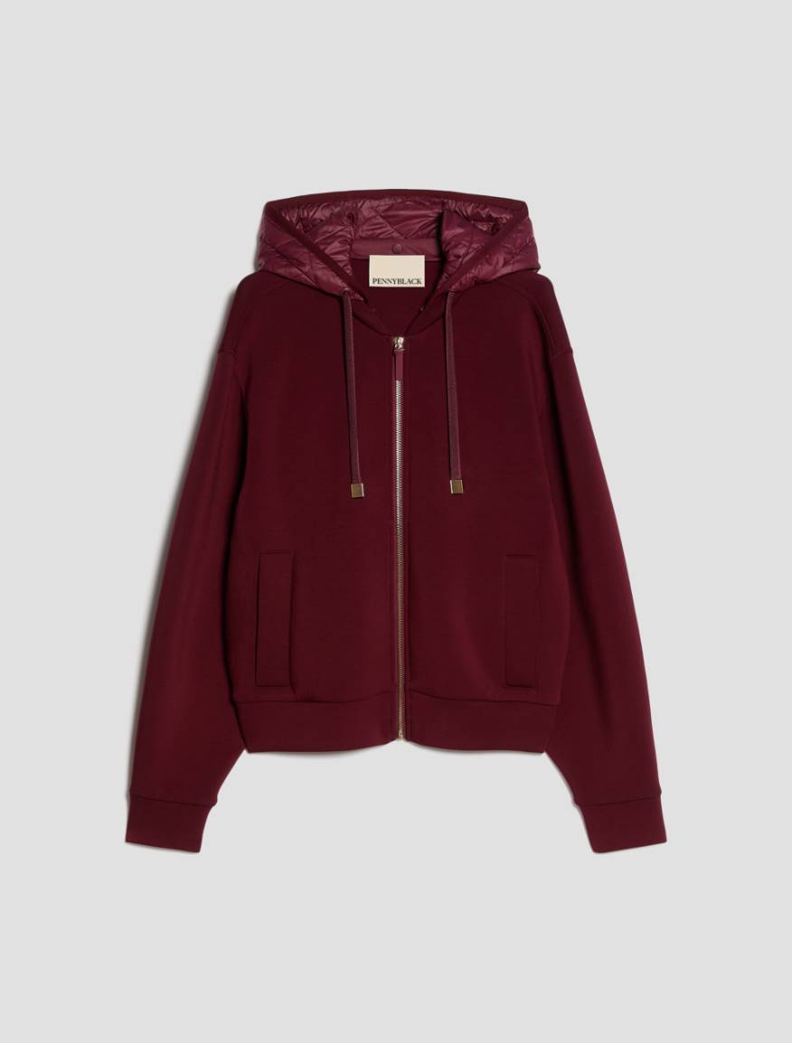 Mixed-material bomber jacket - BORDEAUX - Pennyblack - 2